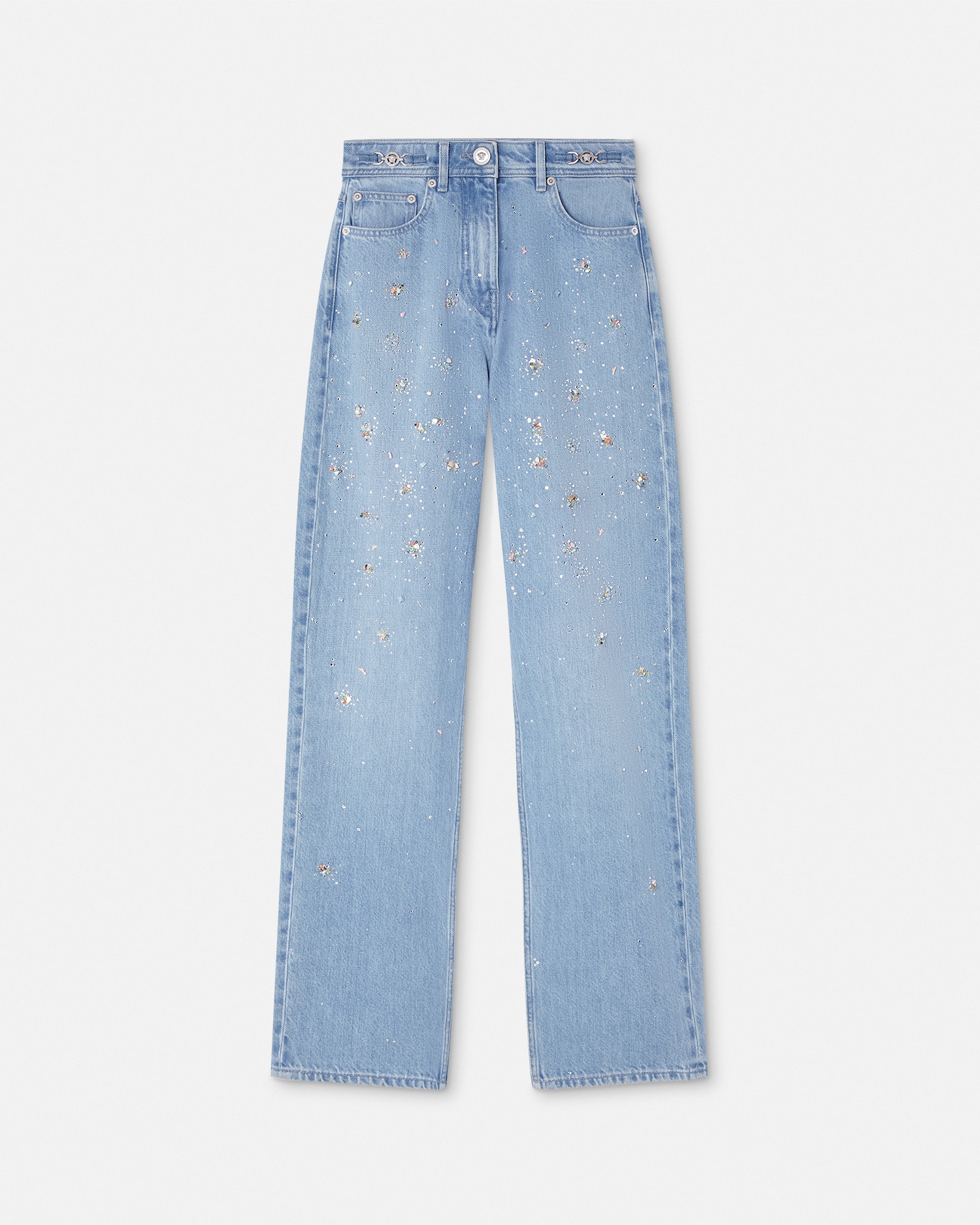 Versace Jean Coupe Classique Taille Haute À Ornements