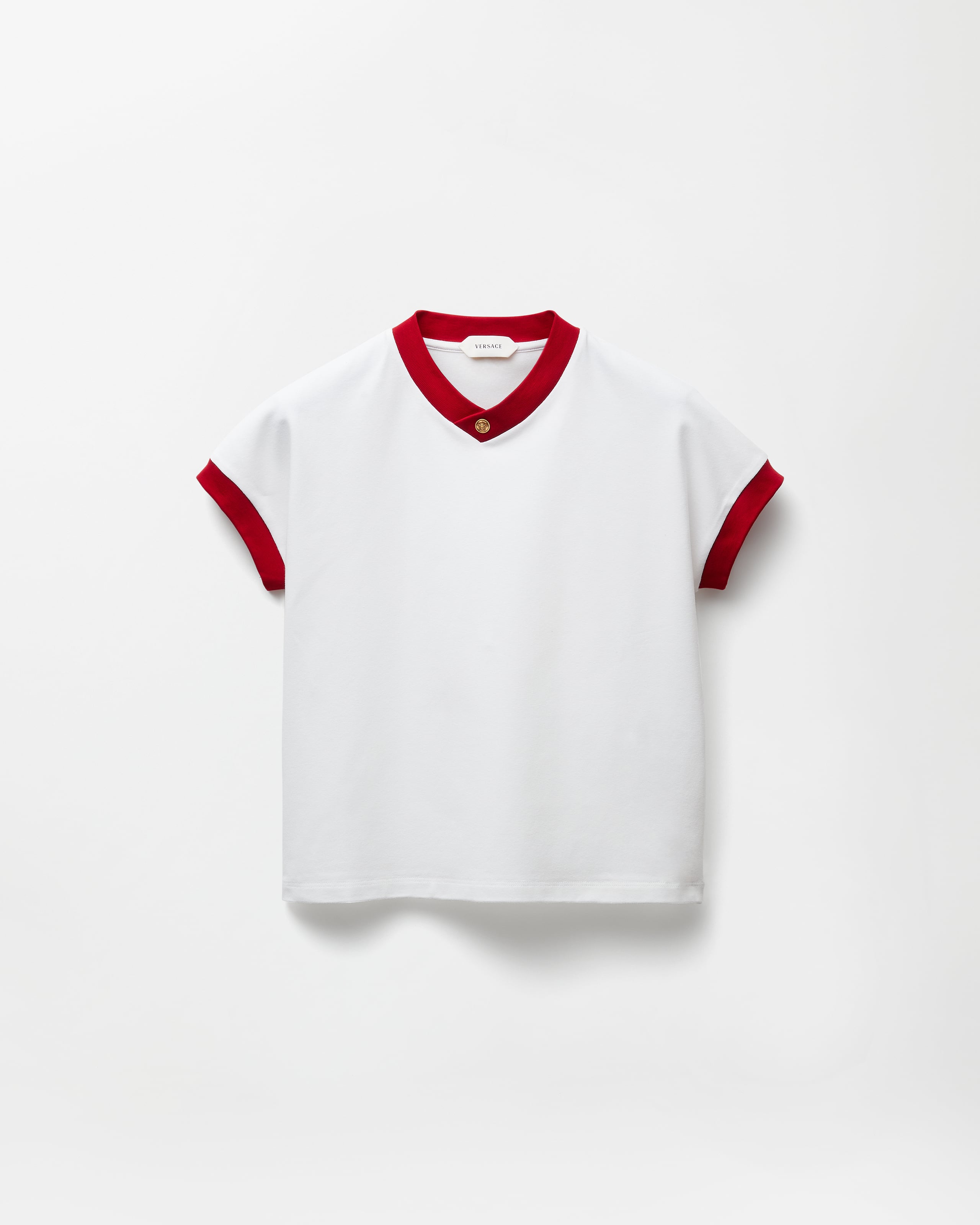 Versace T-shirt En Jersey De Coton Stretch In Blanc