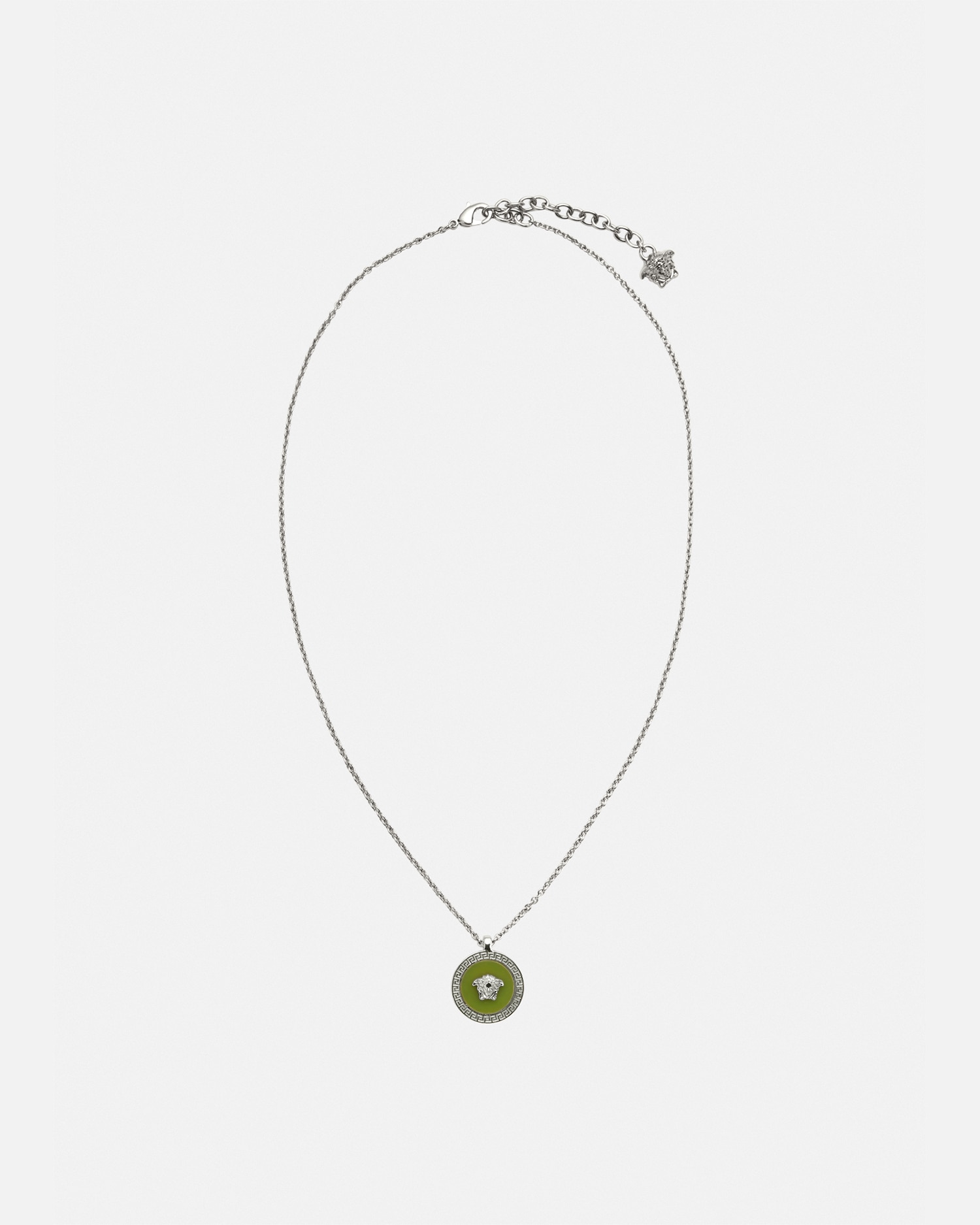 Versace Enamel Medusa Necklace In Green
