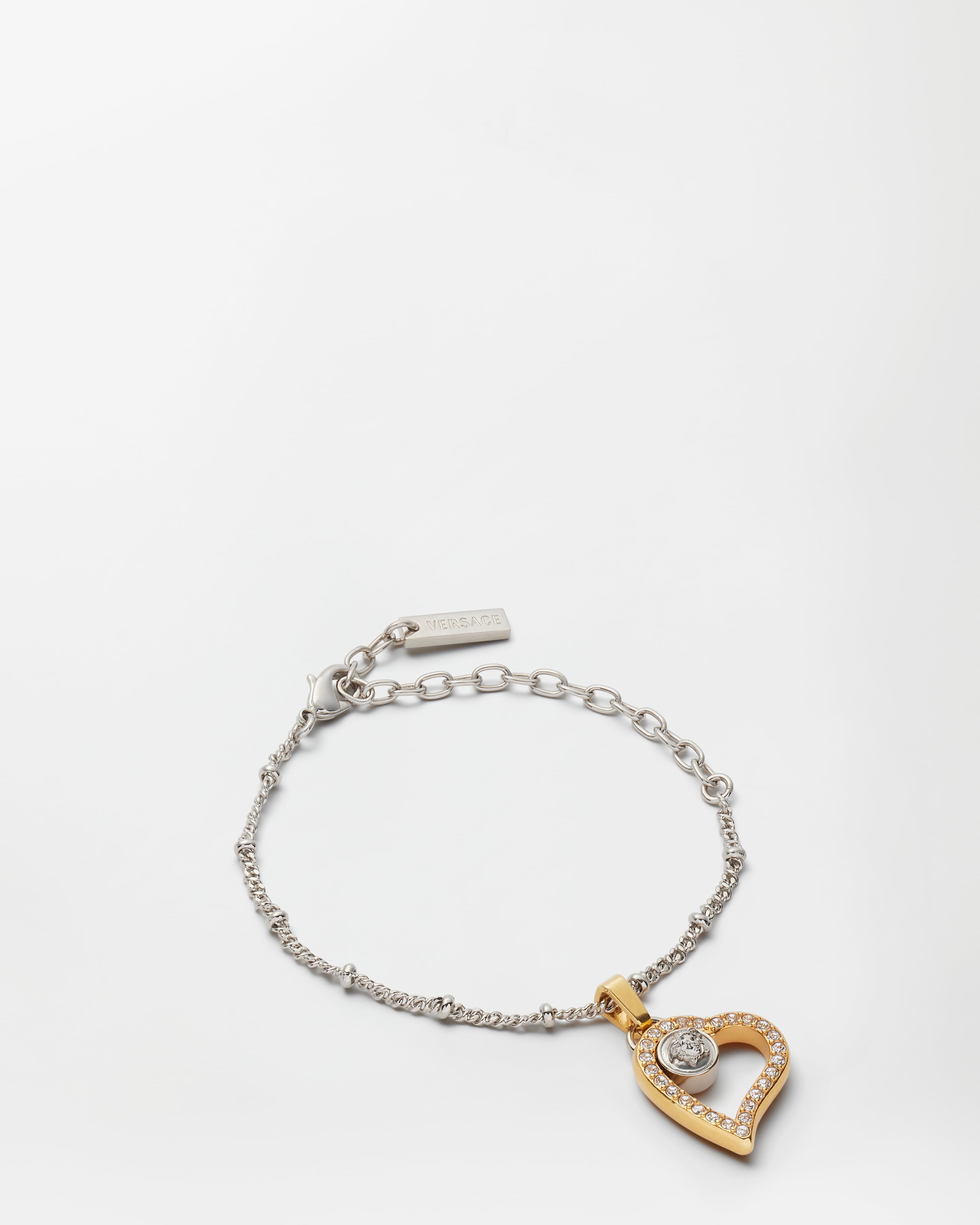 Versace St. Valentine Crystal Bracelet In Silver+gold