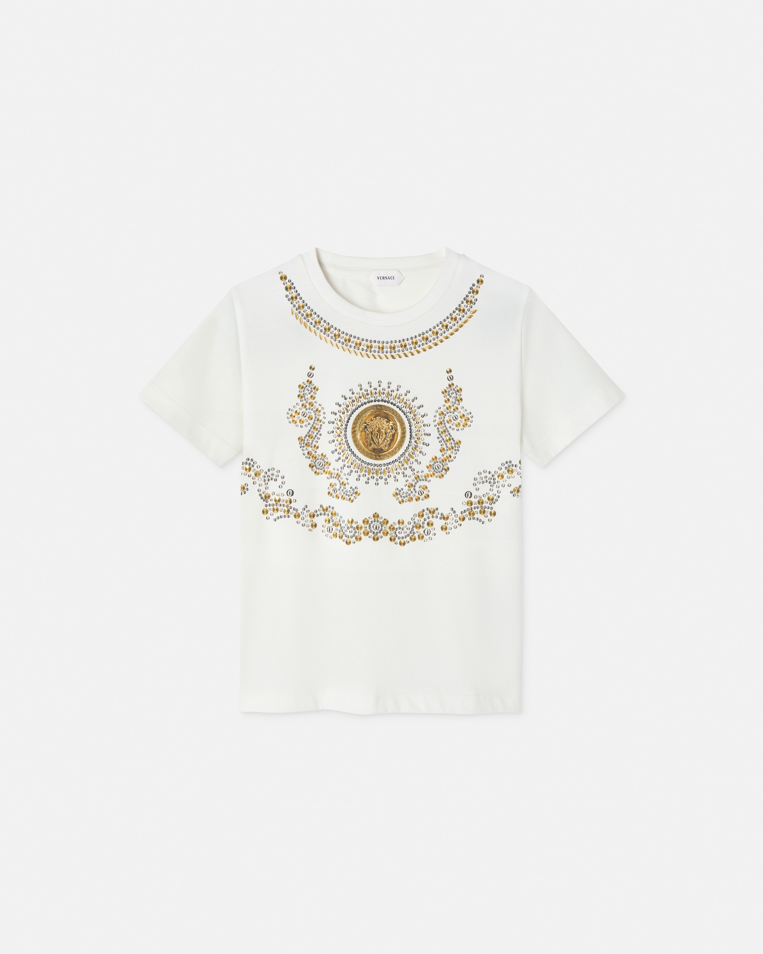 Versace T-shirt En Jersey De Coton Imprimé Kids In Blanc+imprimer