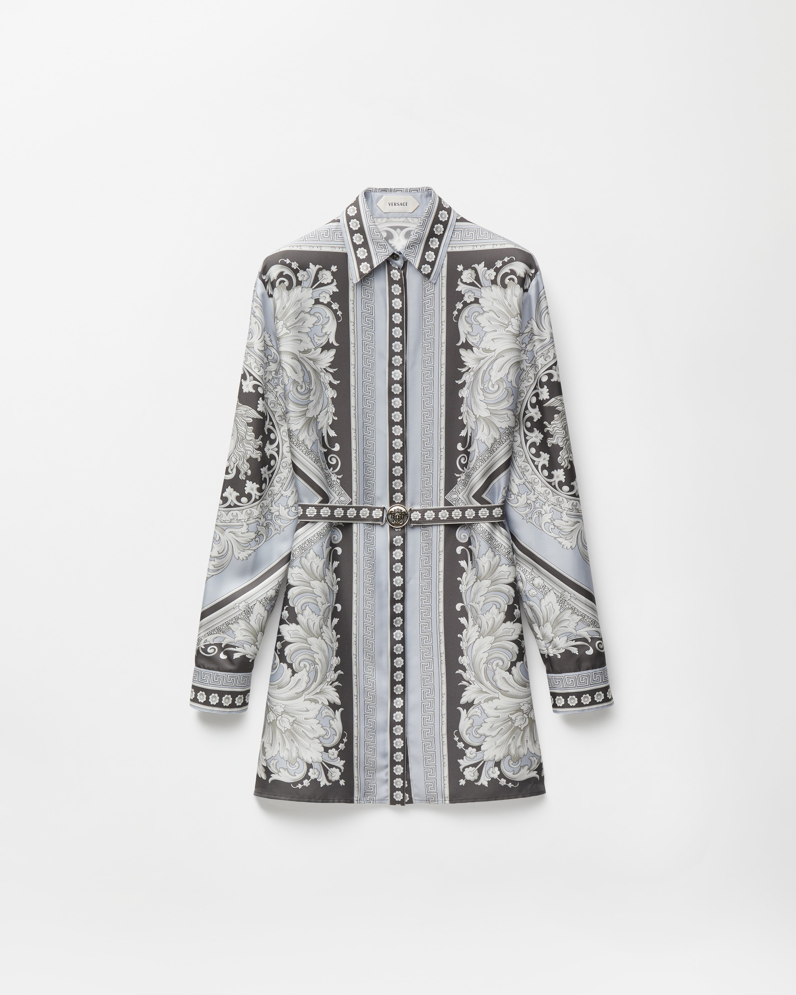 Versace Mini Robe En Sergé De Soie Imprimée In White