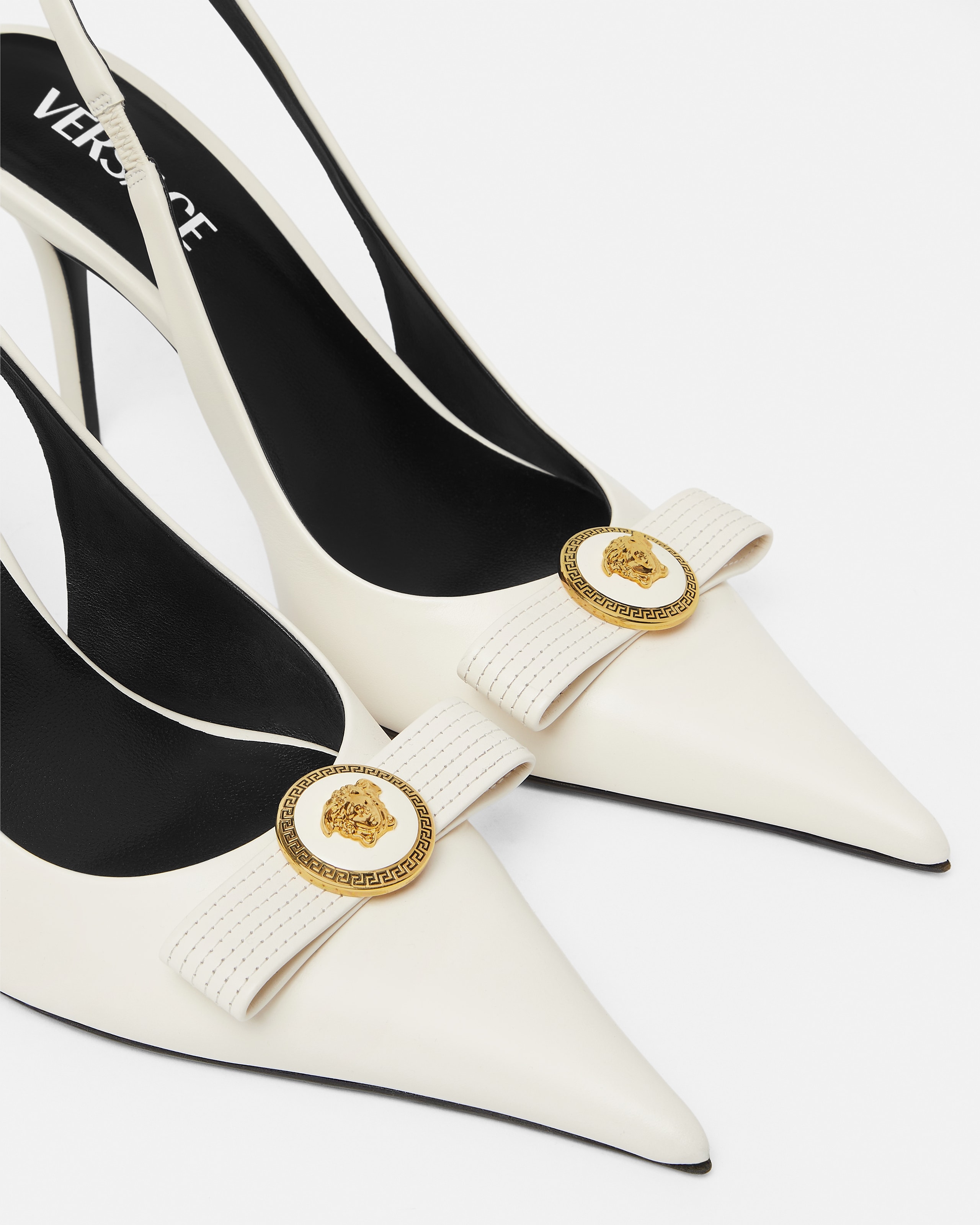 Gianni Ribbon Leather Slingbacks 85 mm
