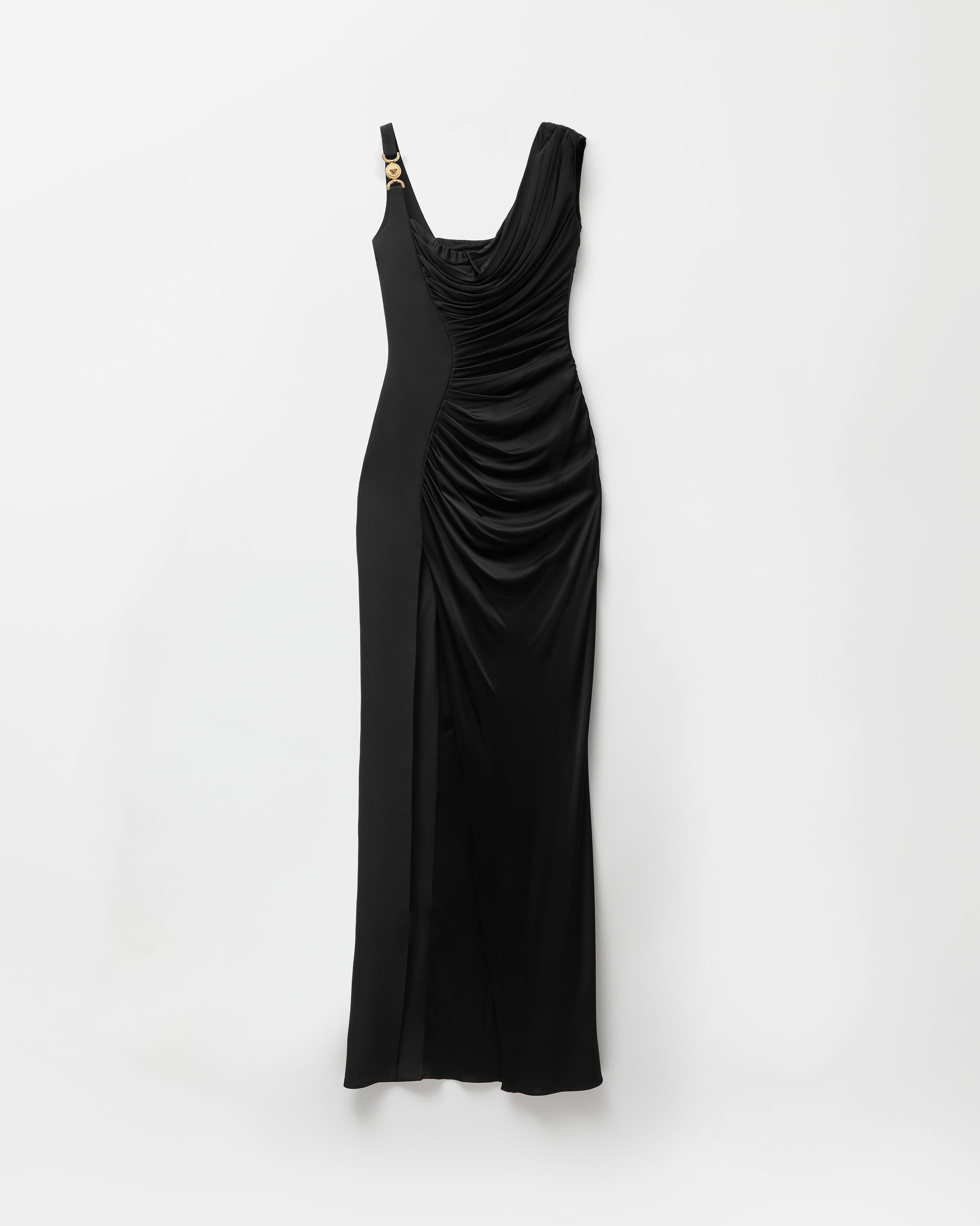 Viscose Liquid Jersey Draped Gown Pink | VERSACE US