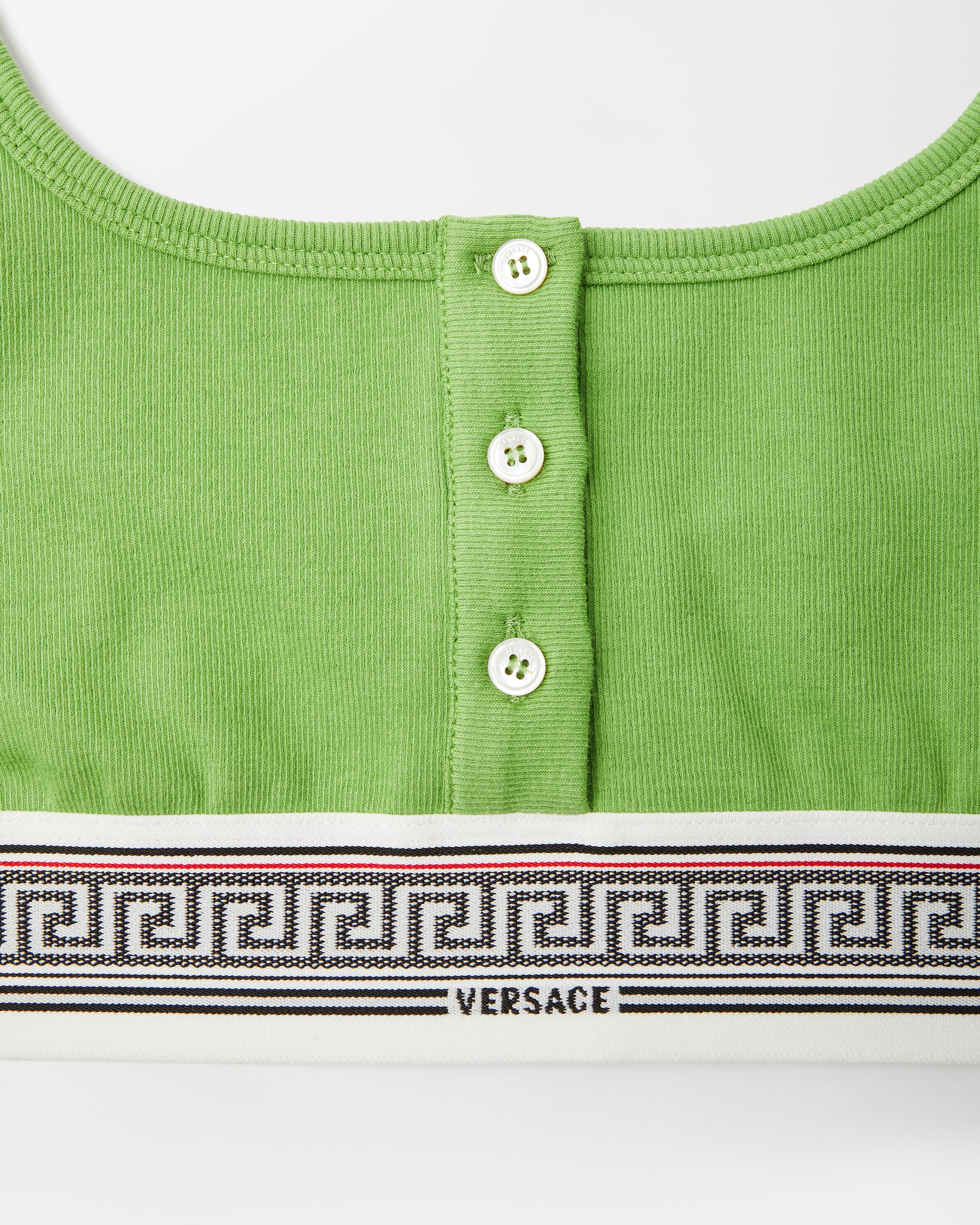 Ribbed Cotton-Jersey Bralette Green | VERSACE IN
