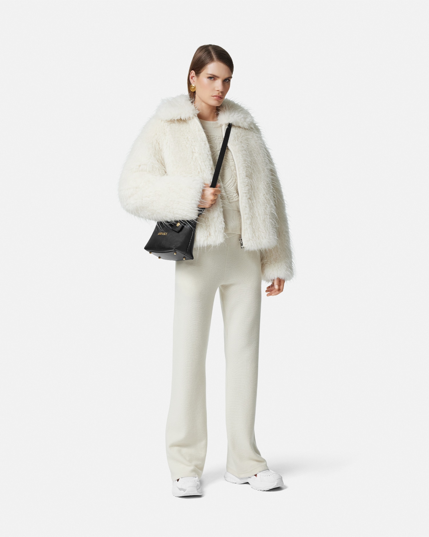 Versace Medusa Wool-blend Knit Towel Sweater In Blanc