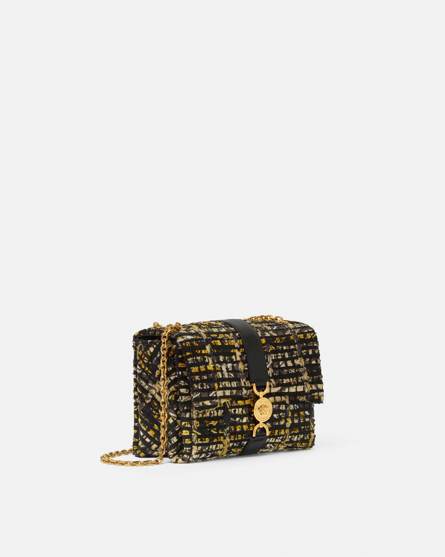 Versace Kleio Medusa Barocco Tweed Shoulder Bag In Multi