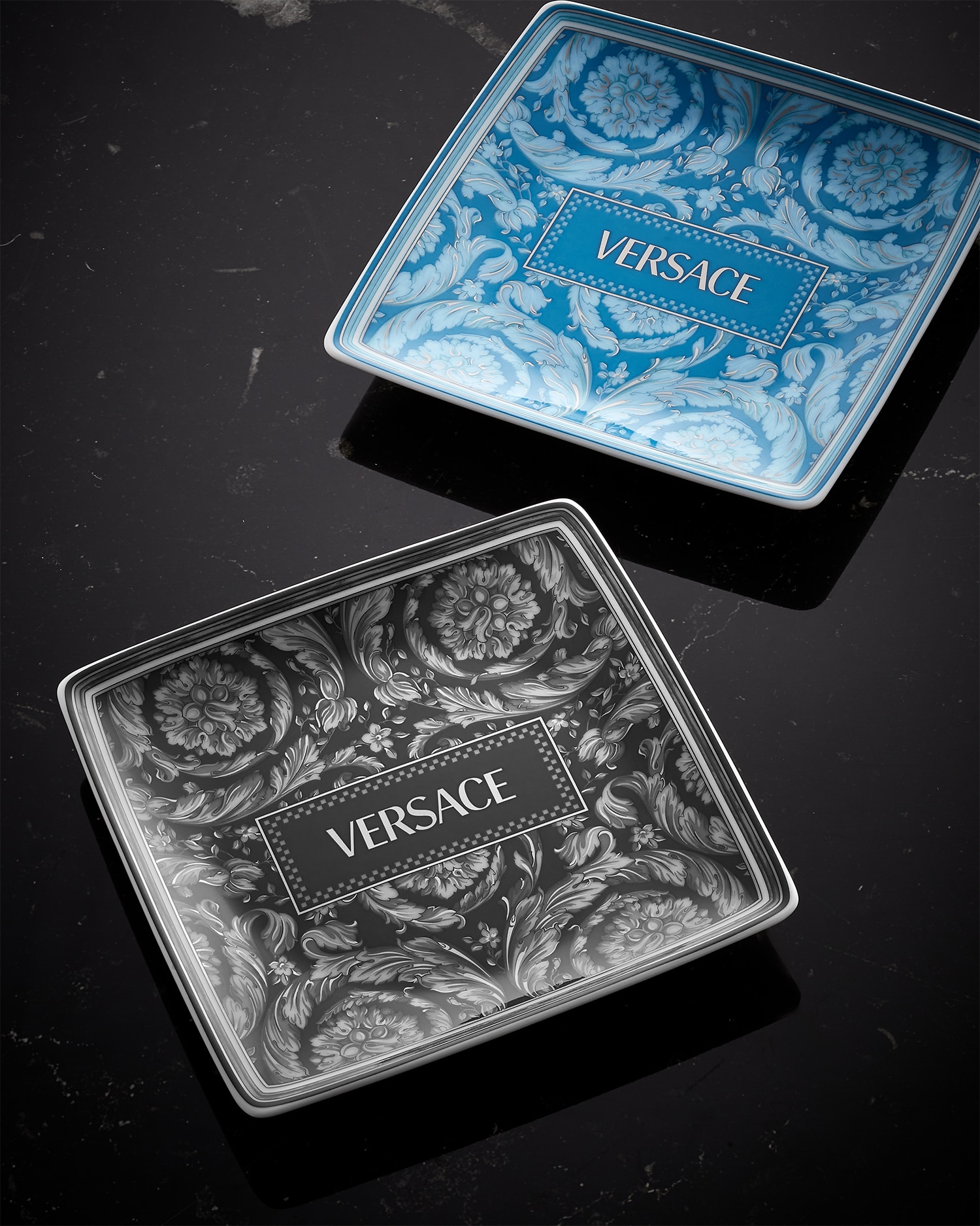Versace Assiette Carrée Barocco 11,5 Cm In Noir