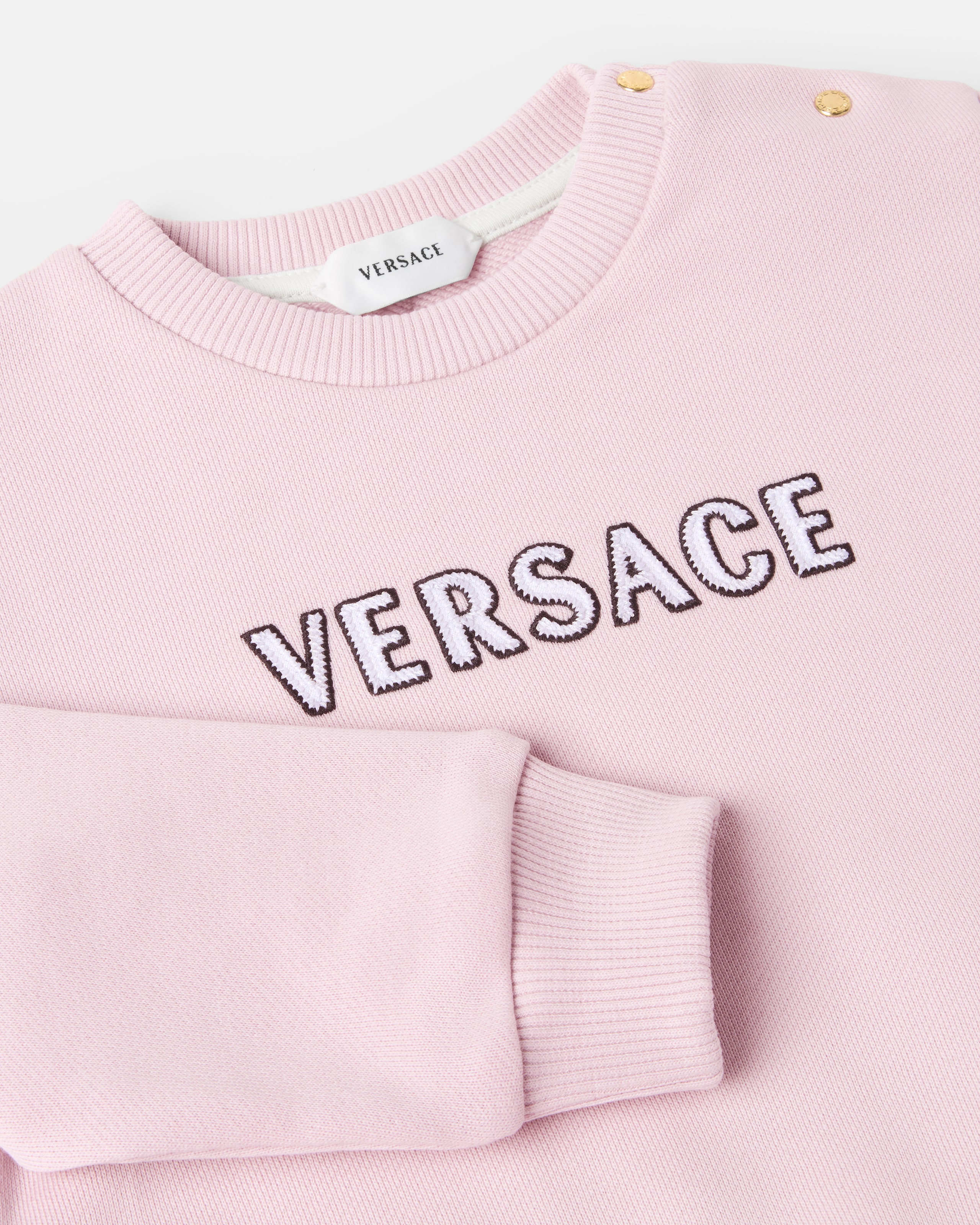Baby Embroidered-Logo Cotton-Jersey Sweatshirt Pink | VERSACE US