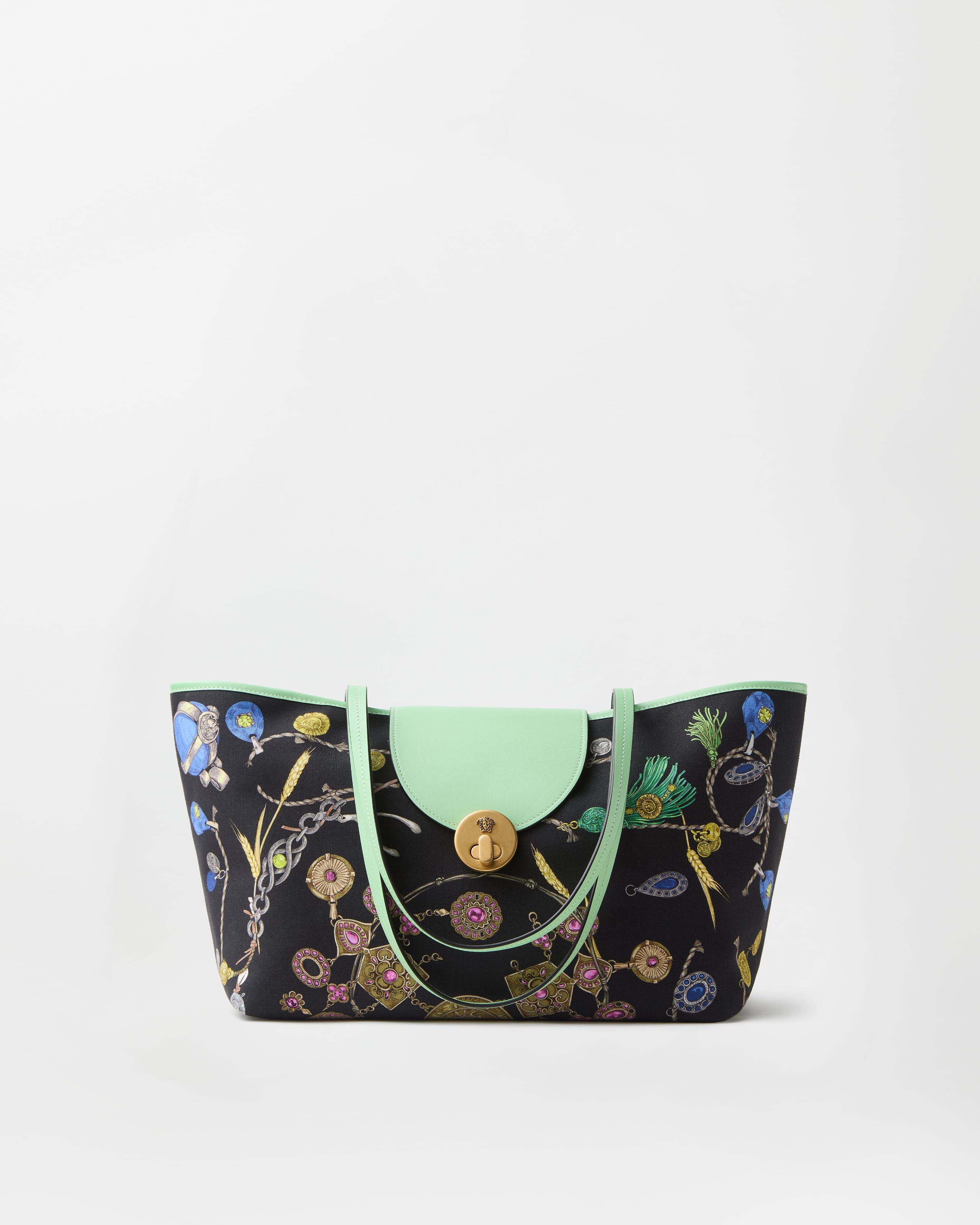 Versace Vivian Printed Small Canvas Tote In Multi