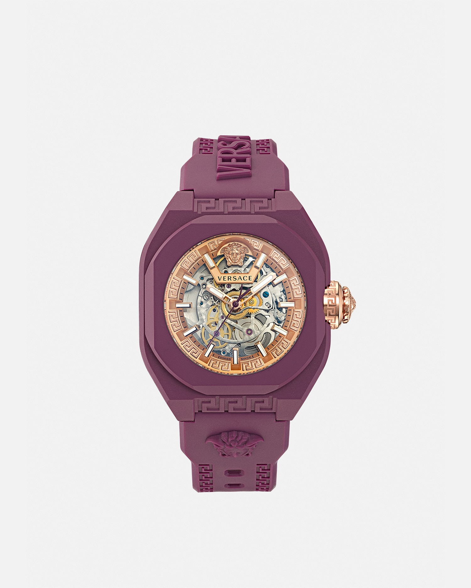 Versace Preziosi V-legend Skeleton Watch In Purple