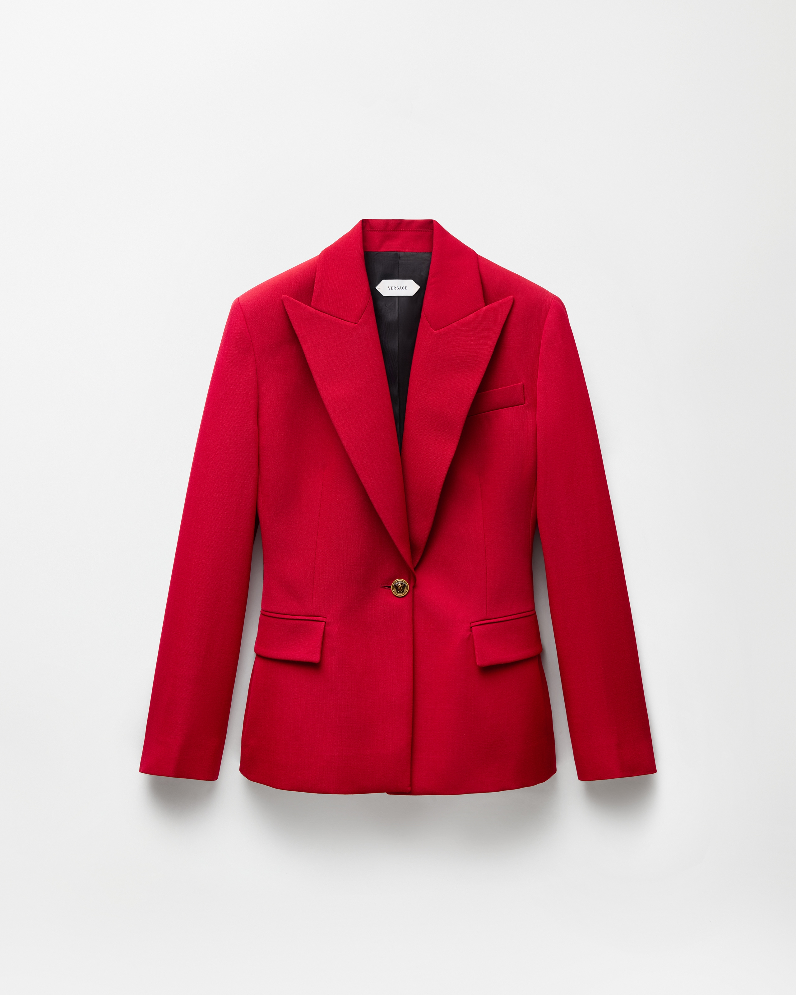 Versace Blazer En Laine Grain De Poudre In Red