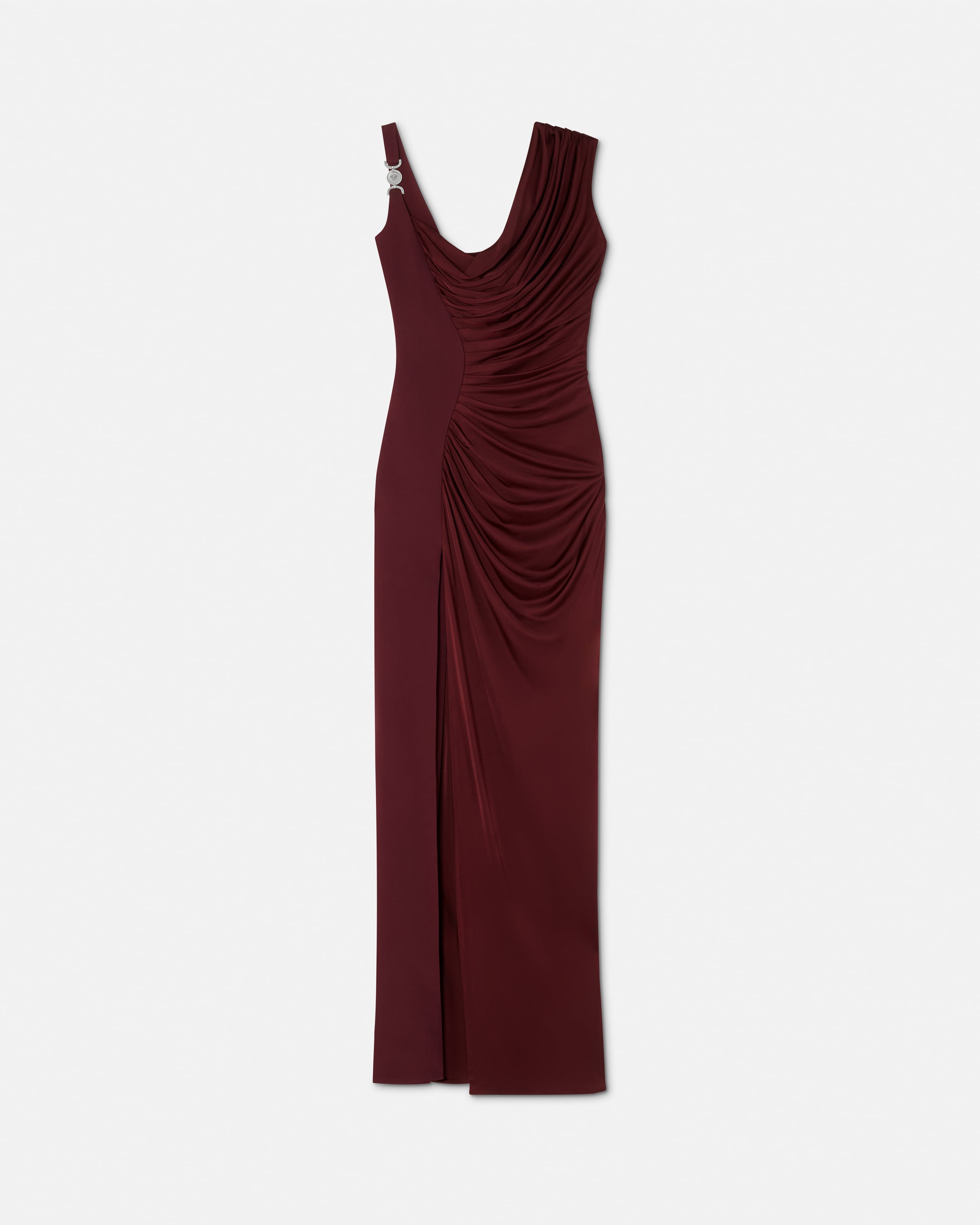 Versace Medusa '95 Draped Gown In Burgundy