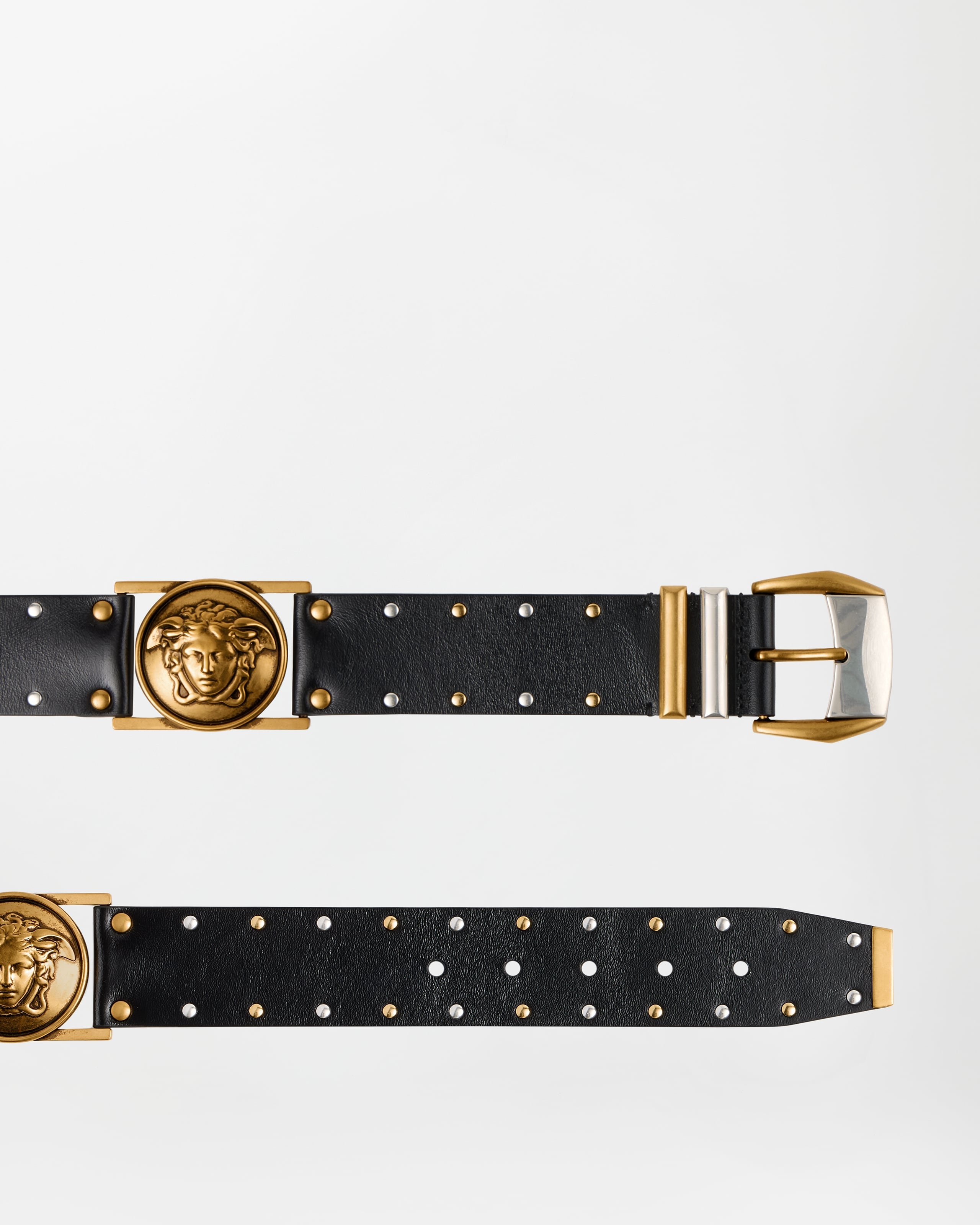 Studded Leather Belt 4 cm Black | VERSACE US