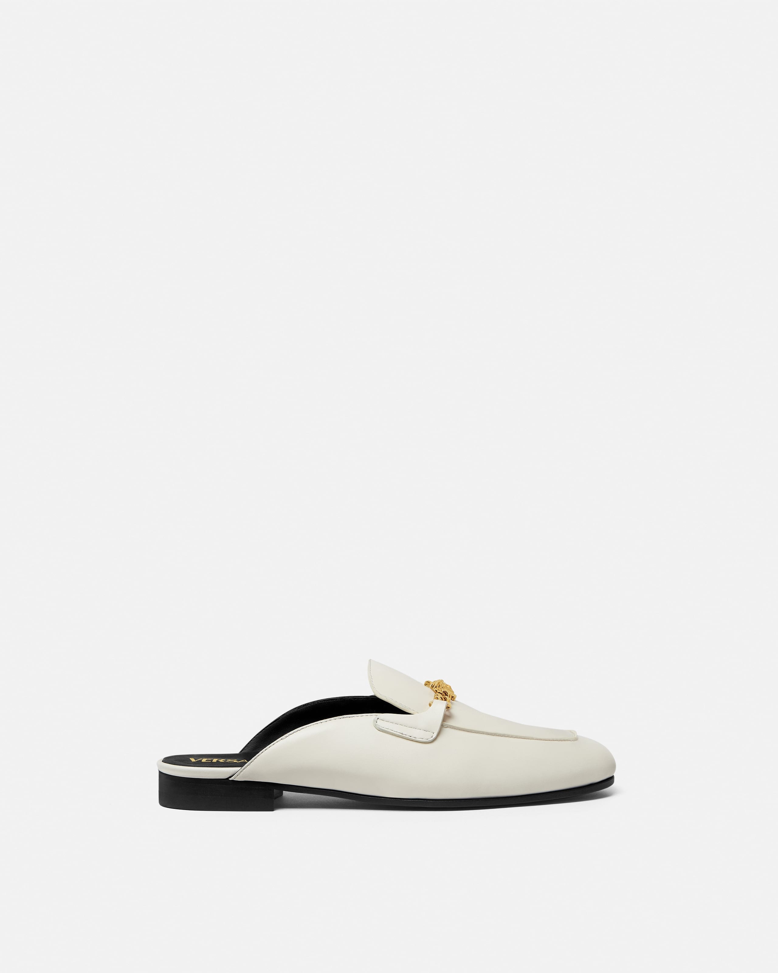 Medusa Leather Loafers Black,Gold | VERSACE US
