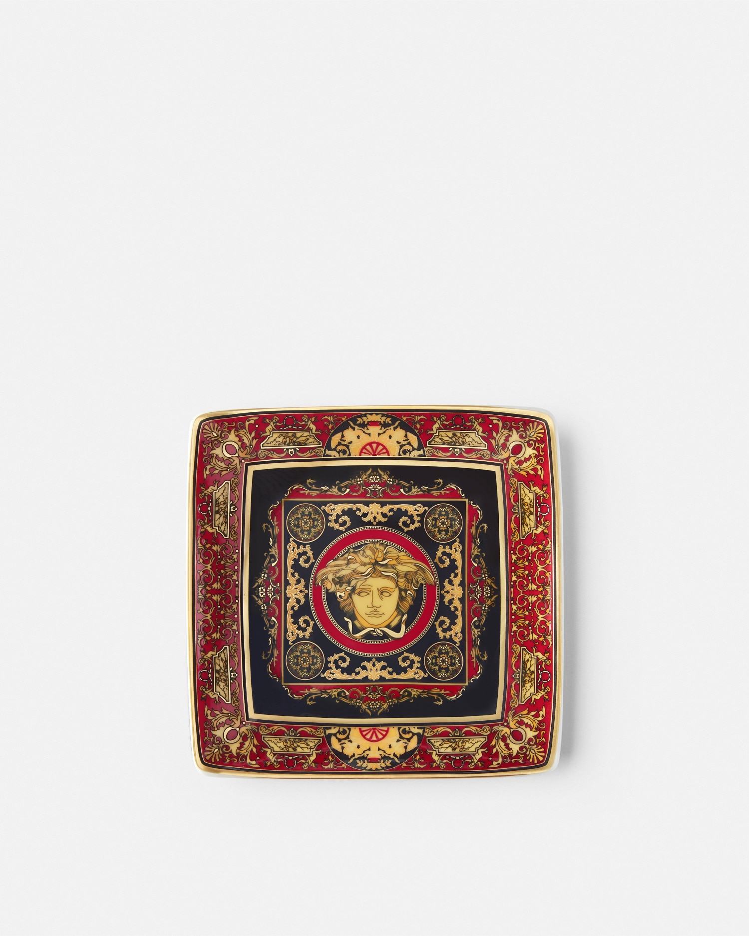Versace Medusa Red Square Plate 12 Cm In Imprimer