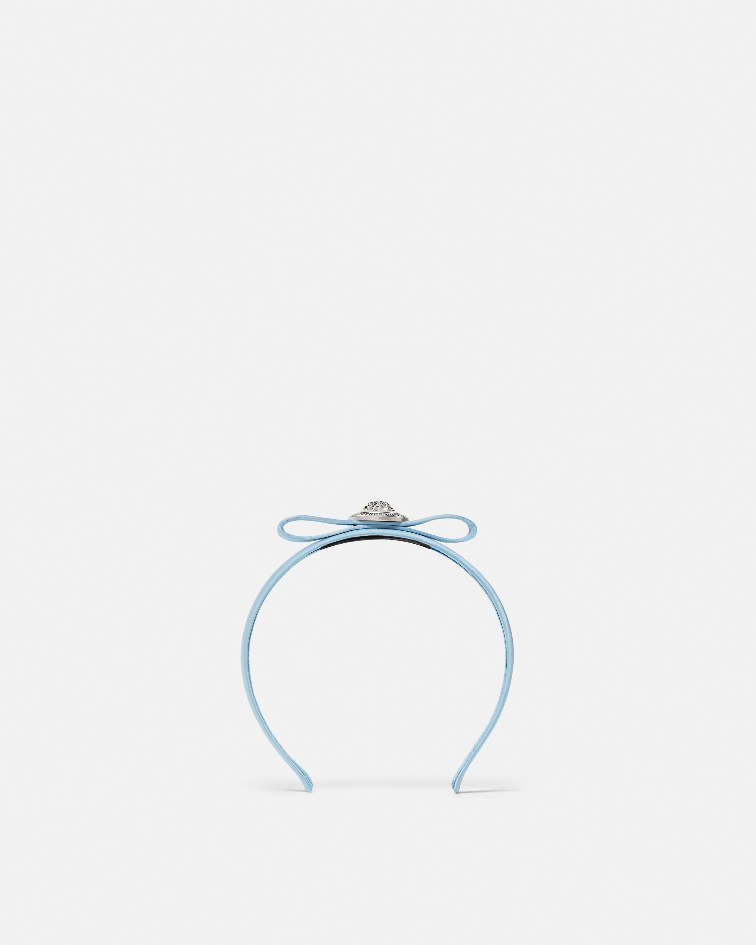 Versace Satin-Finish Light Blue Headband With Bow - NWT Light Blue Satin Hair Bow. Light Blue Bow for Girls. Blue  main image 2