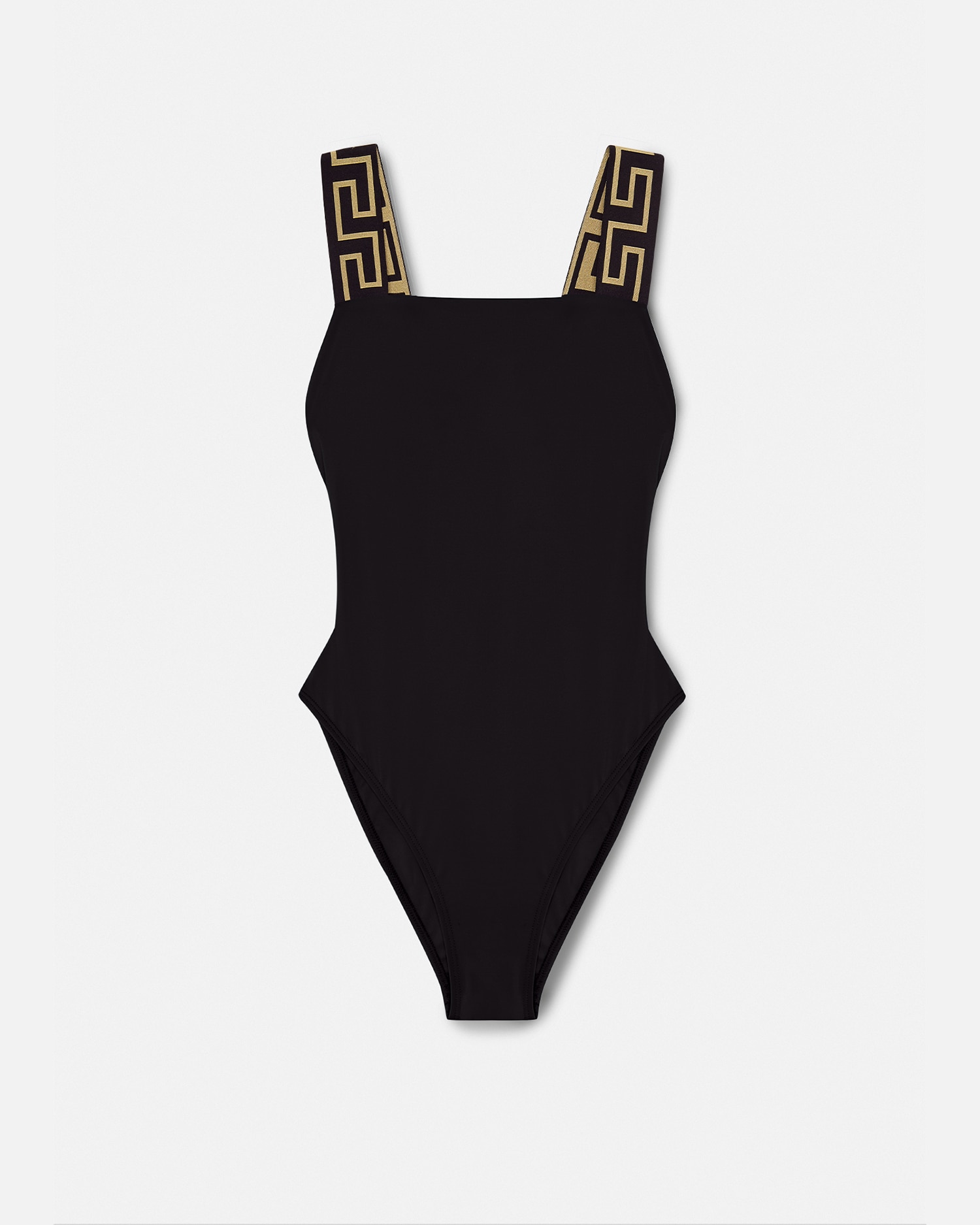 Shop Versace Greca Border One-piece Swimsuit In Black