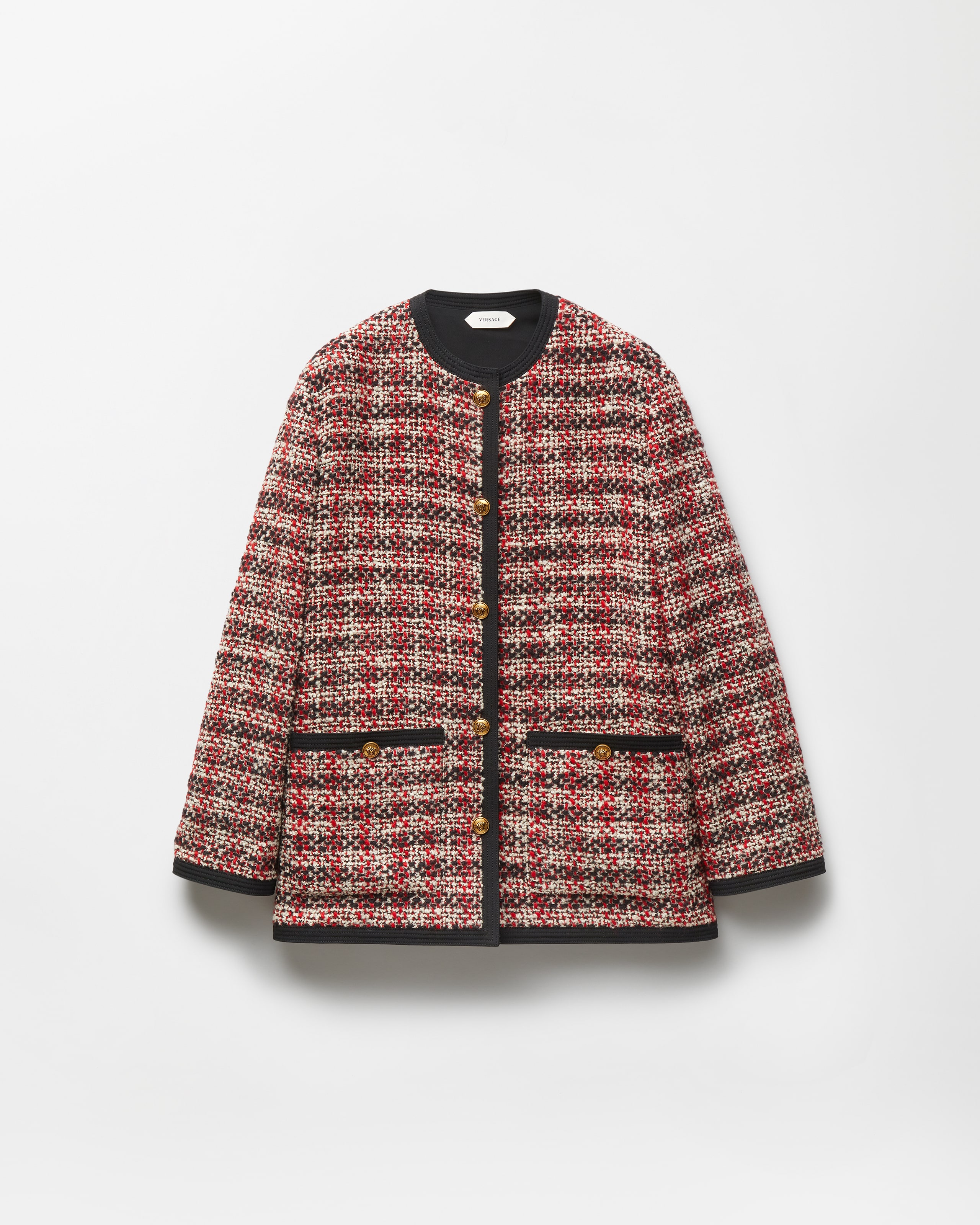 Versace Tweed Jacket In Black+red