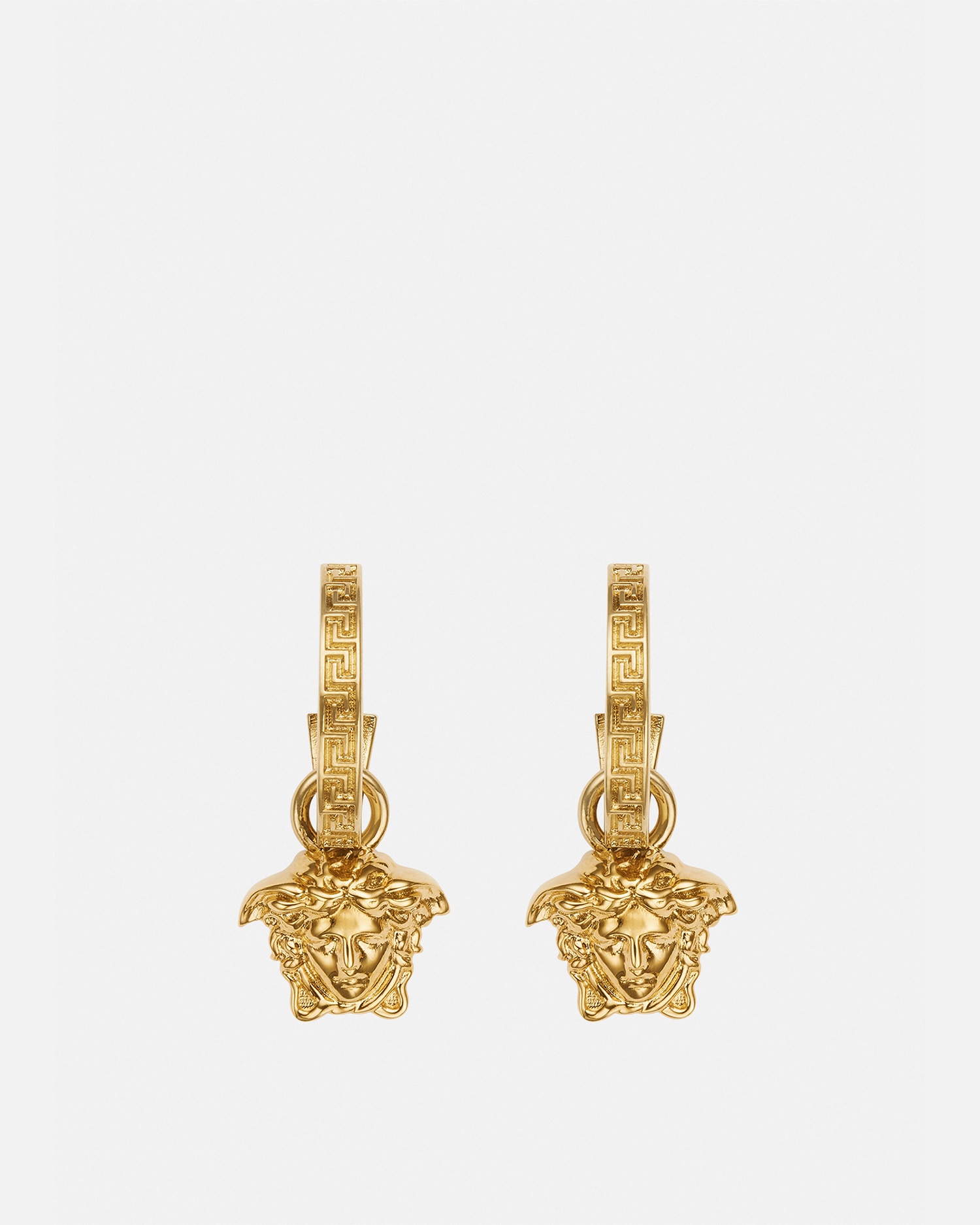 Shop Versace La Medusa Greca Hoop Earrings In Gold