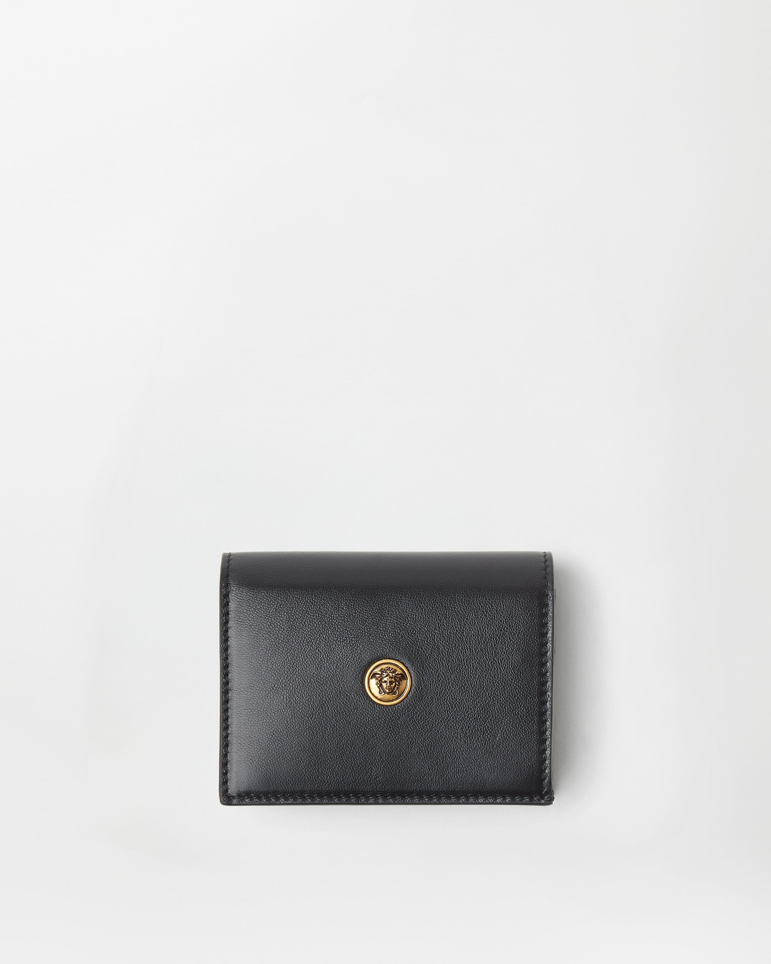 Versace Emblème Leather Wallet In Black