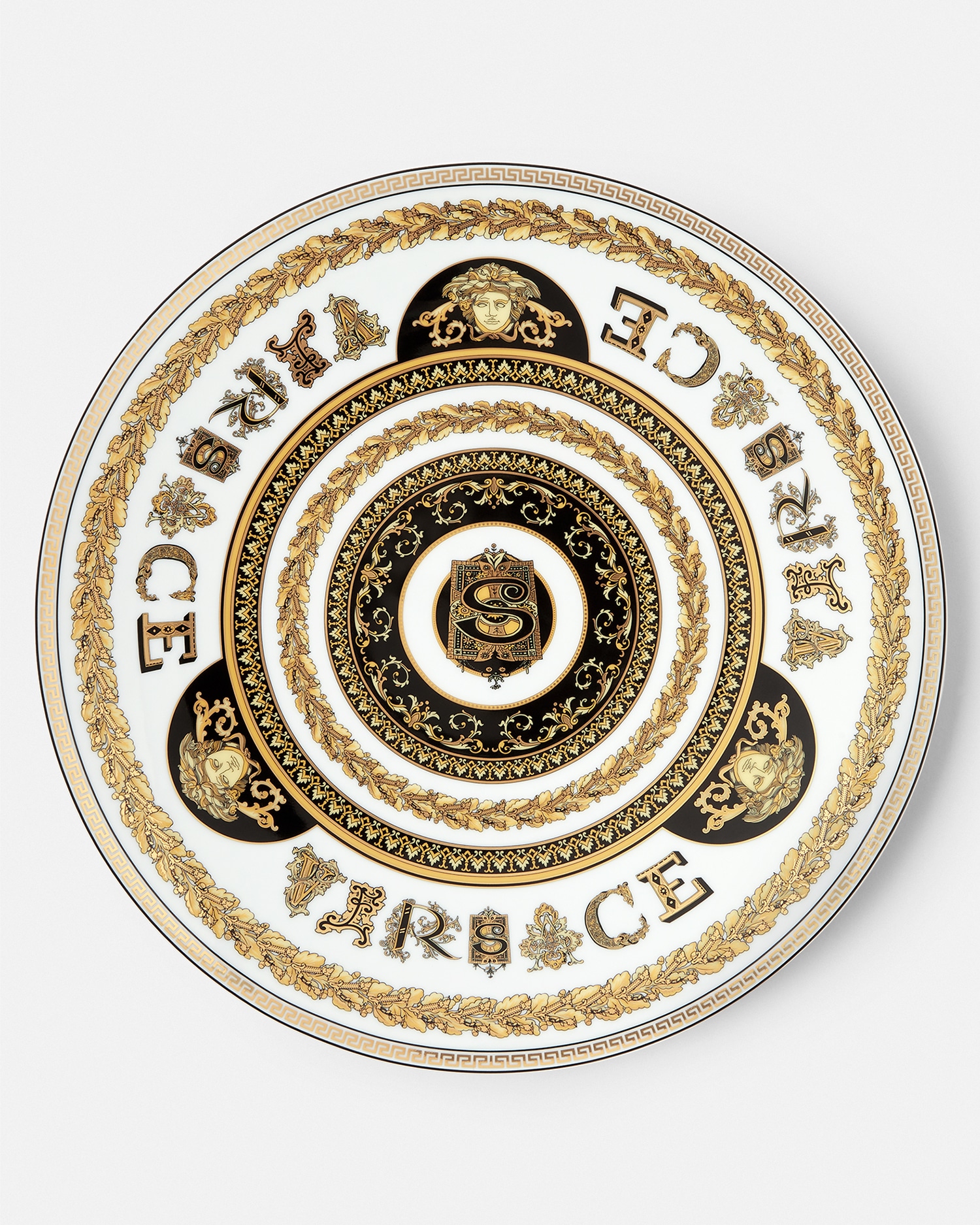 Versace Porcellane E Cristalli Virtus Alphabet S Charger Plate 33 Cm In Multi