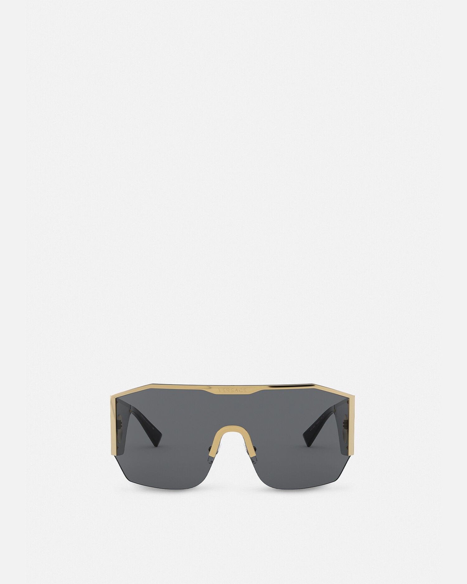 Shop Versace Medusa Halo Shield Sunglasses In Black