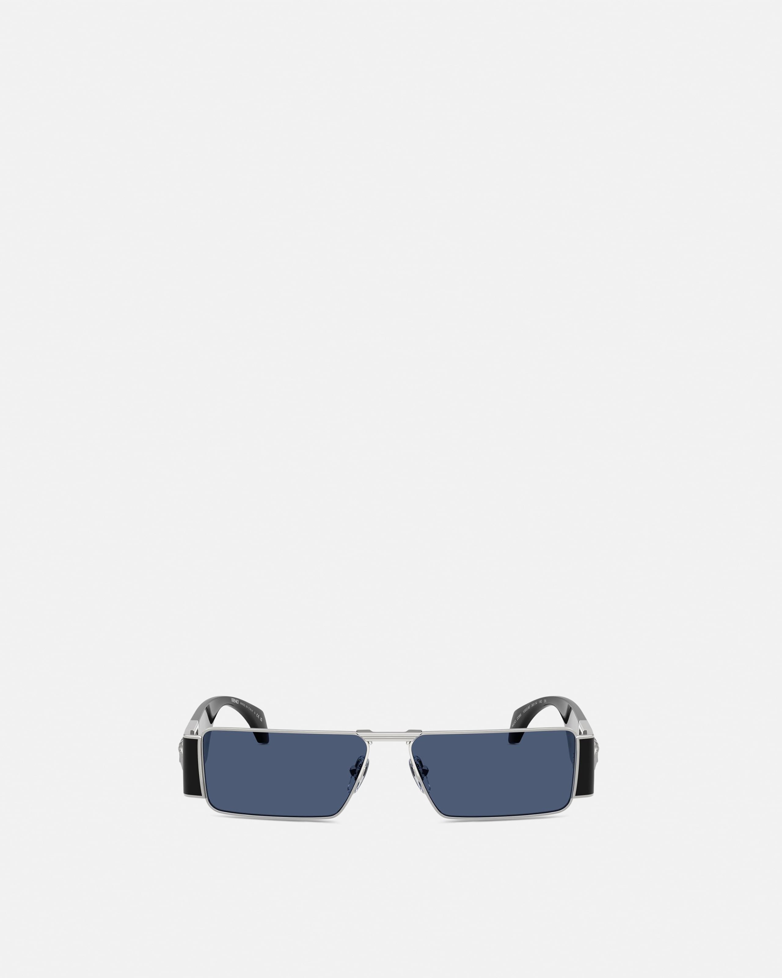 Versace Medusa Plaque Rectangular Sunglasses In Blue