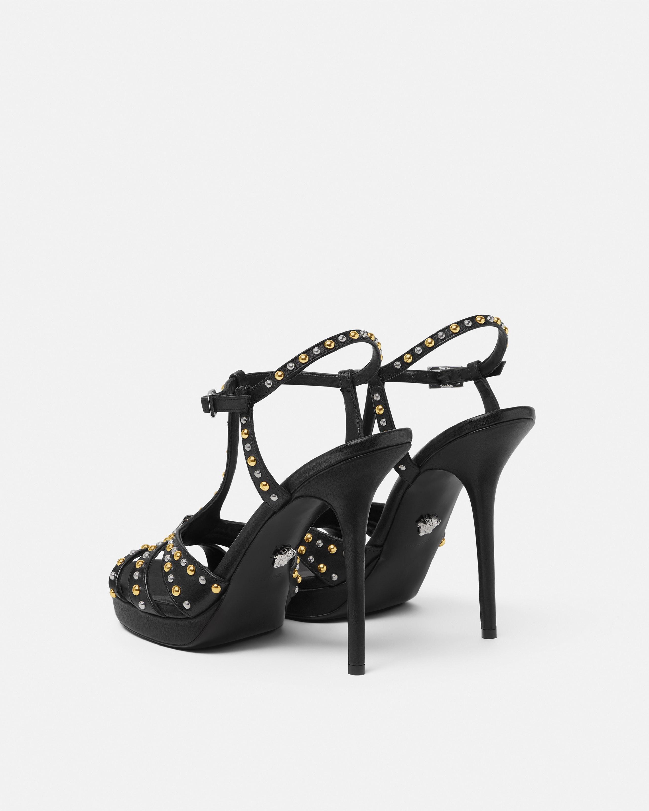 V Embellished Leather Sandals 120 mm
