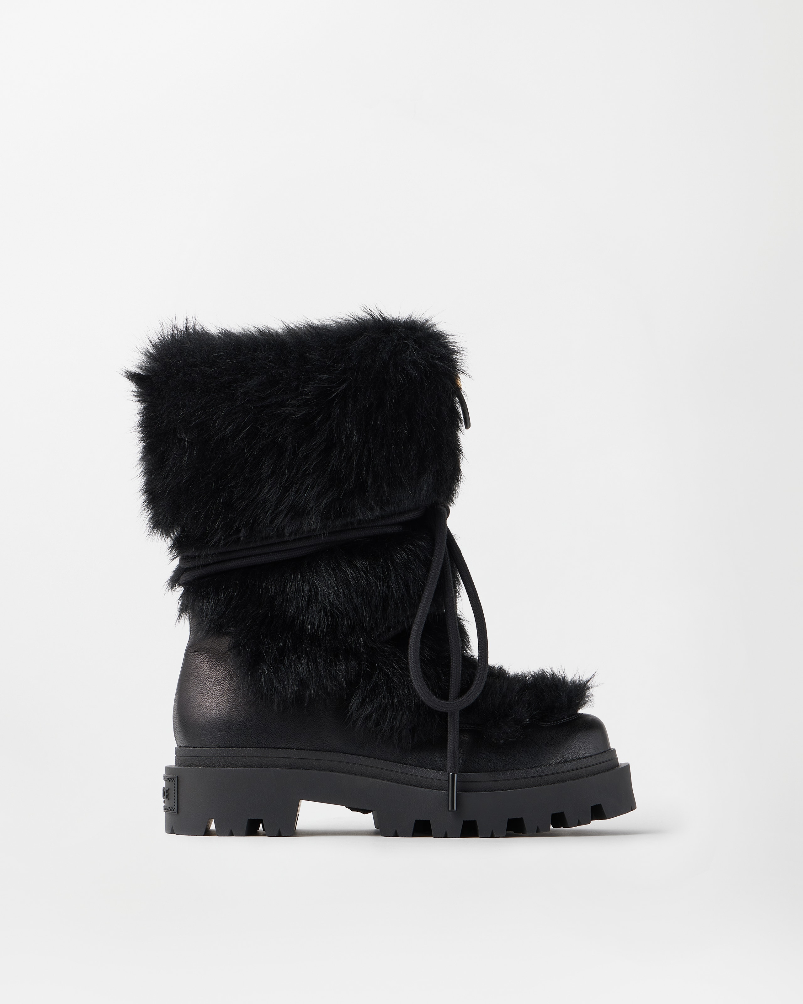 Versace Vega Shearling & Nappa Boots In Black