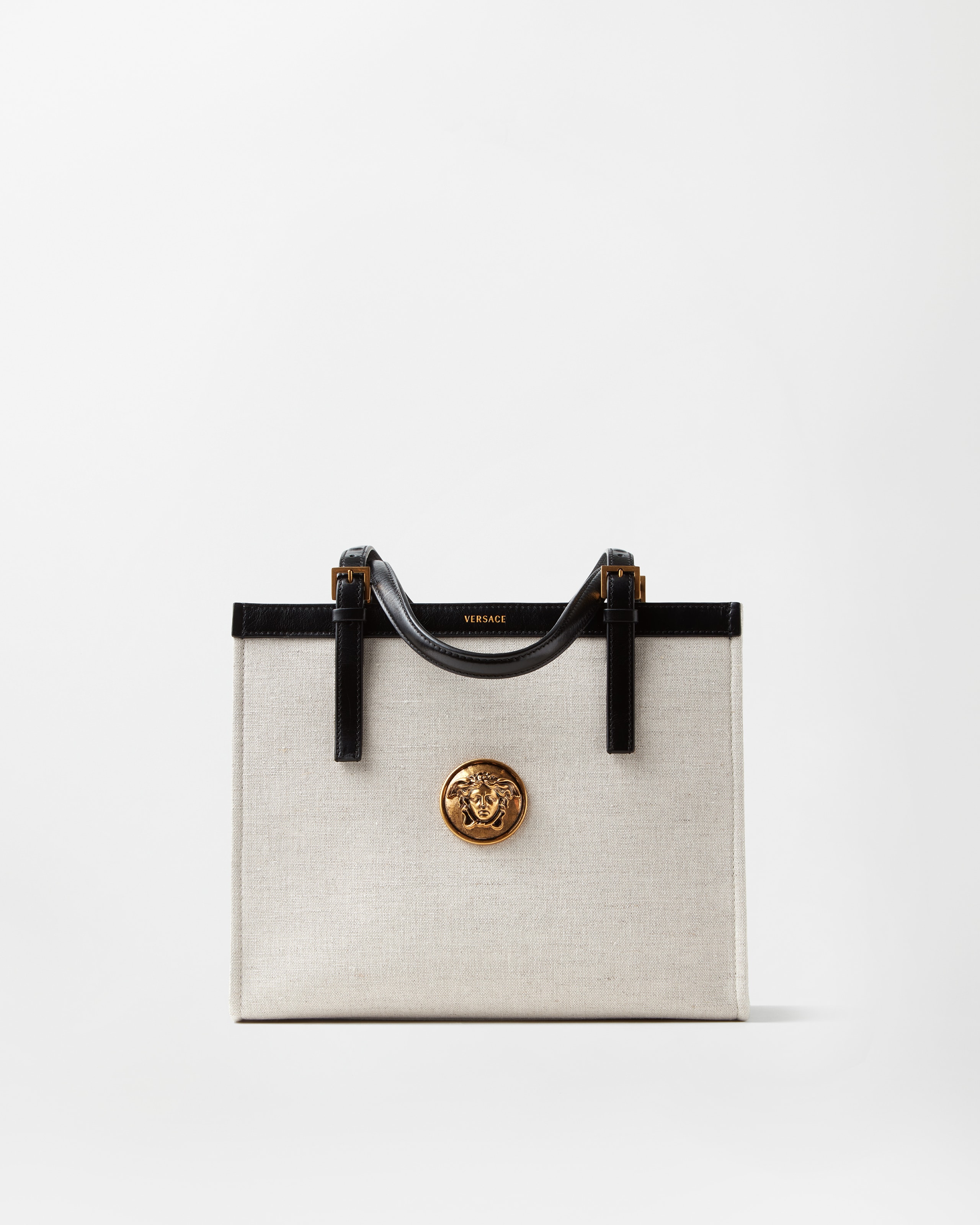 Versace Rivière Canvas Tote In White
