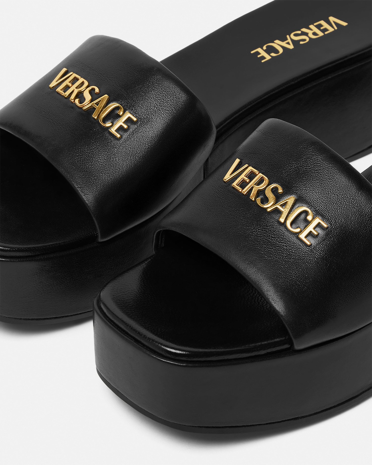 Leather Platform Mules 55 mm