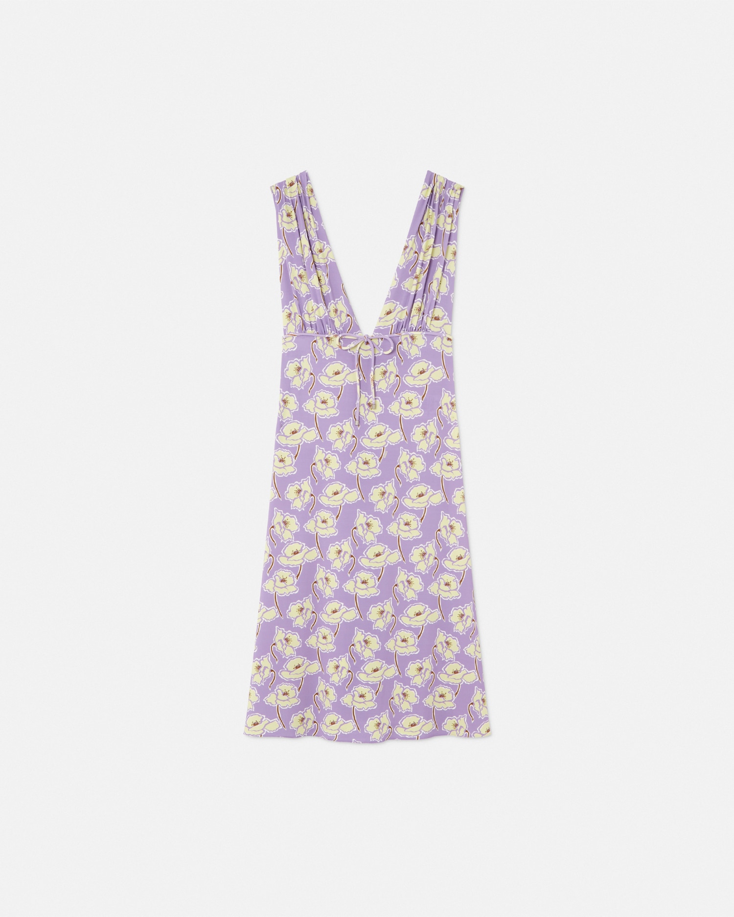 Versace Poppies V-neck Midi Dress In Purple+yellow