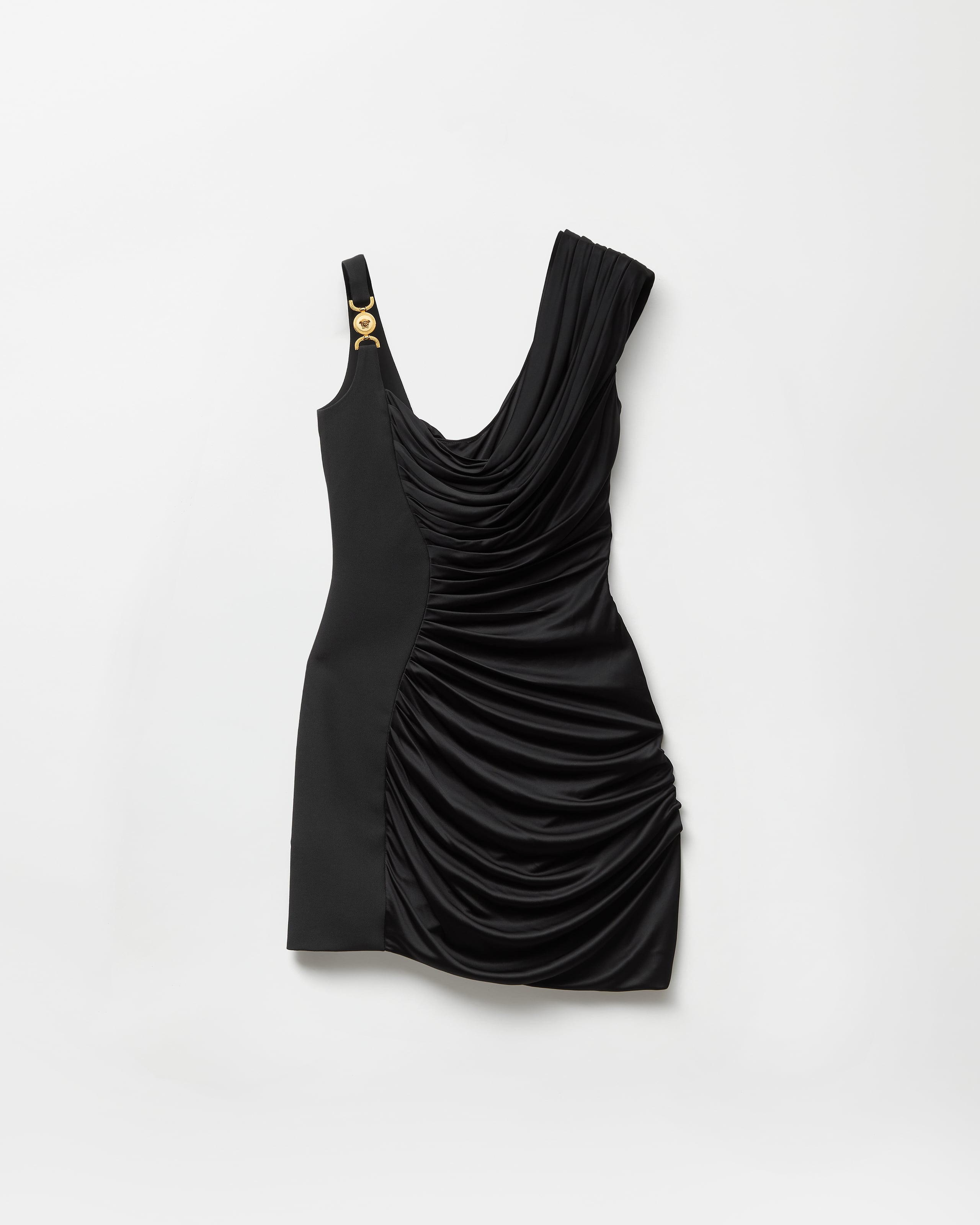 medusa 95 draped mini dress Versace Envers-Satin Crpe Draped Mini Dress, Female, Black, 46