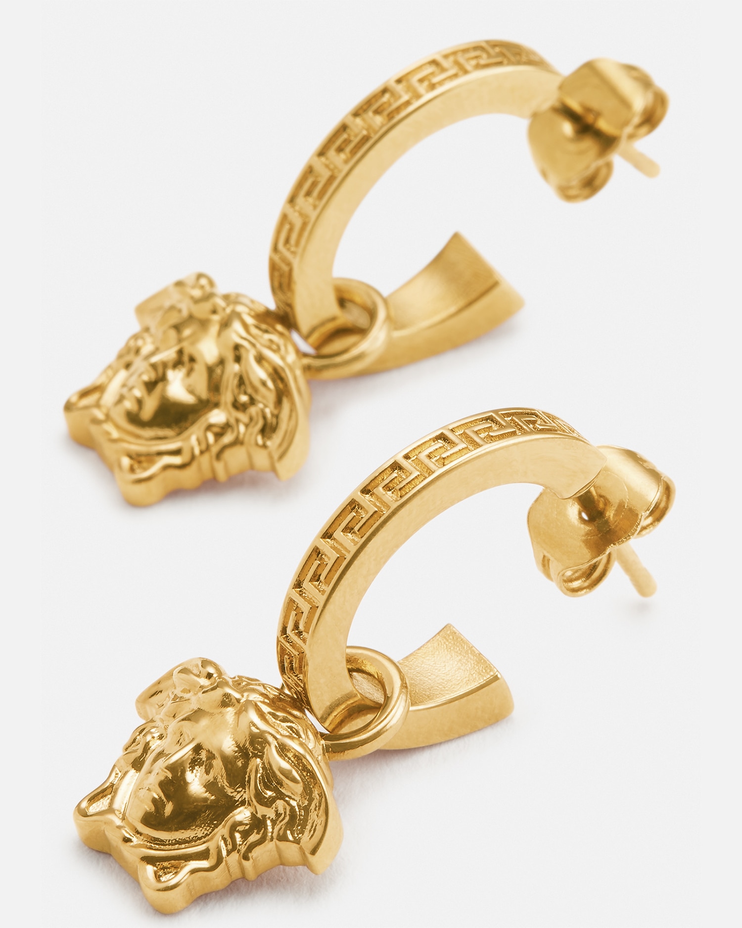 Shop Versace La Medusa Greca Hoop Earrings In Gold