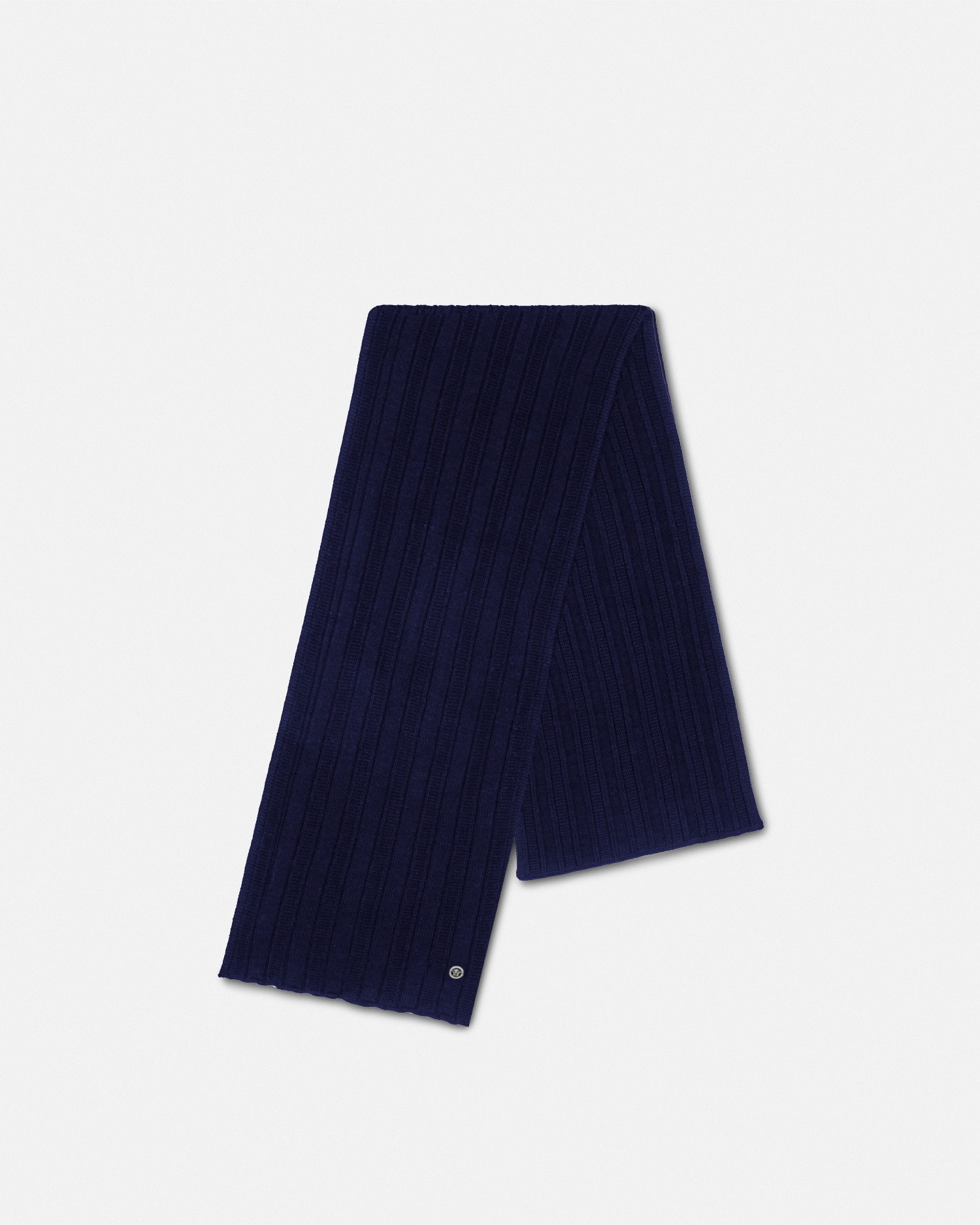 Versace Medusa Ribbed Knit Scarf In Blue