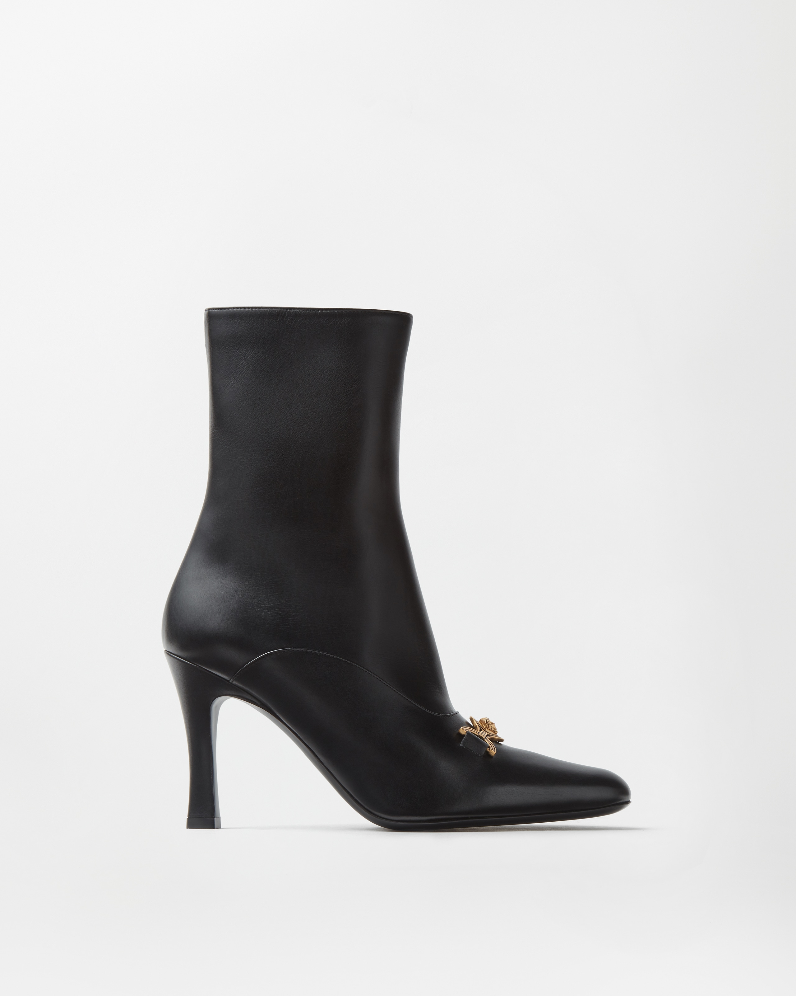 Versace Marisa Leather Ankle Boots 90 Mm In Black