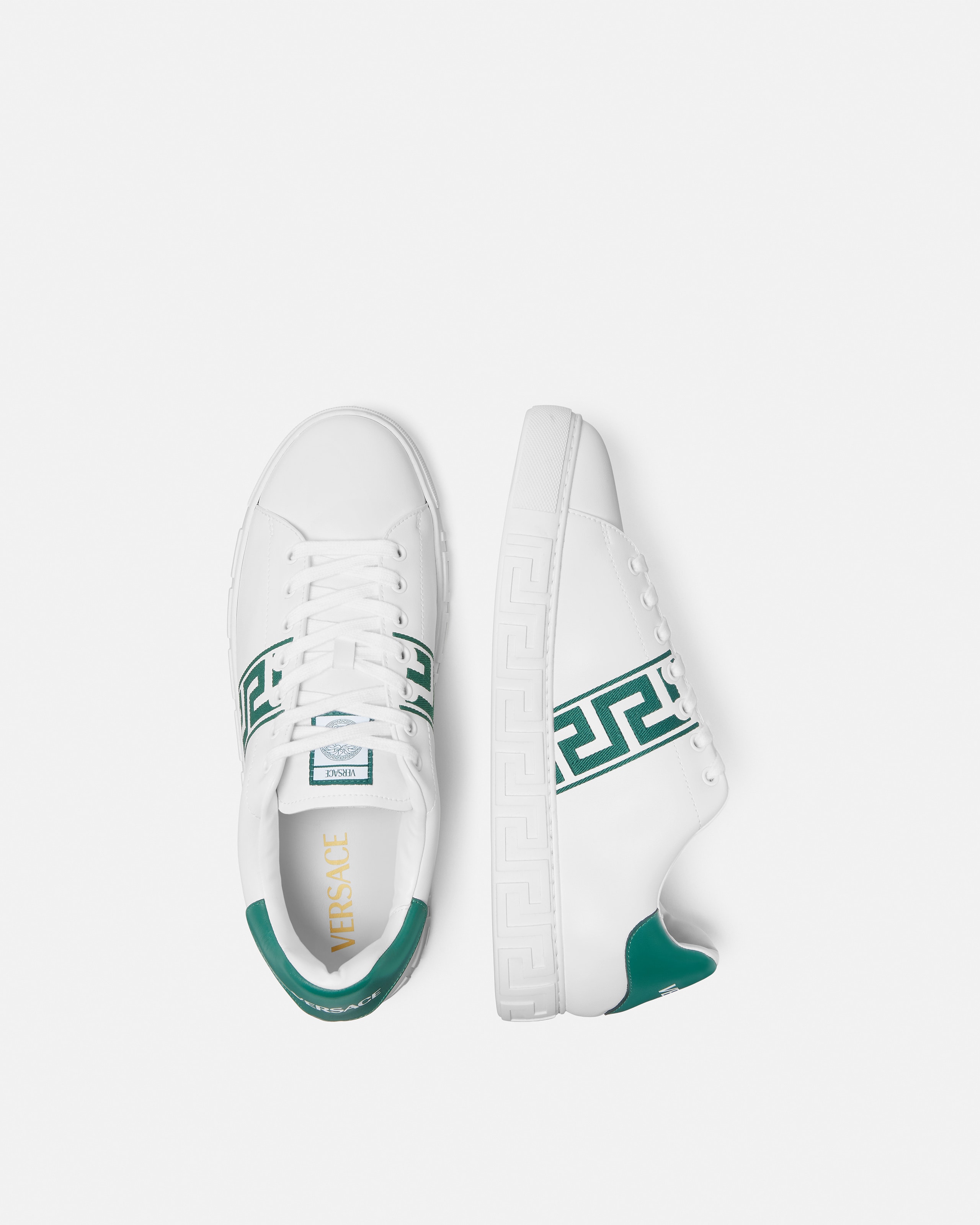 Versace Men\'s Greca Sneakers Gray/Green 14 US (47 Euro) IT 1021490 IT NIB Greca Sneakers Black | VERSACE US main image 2