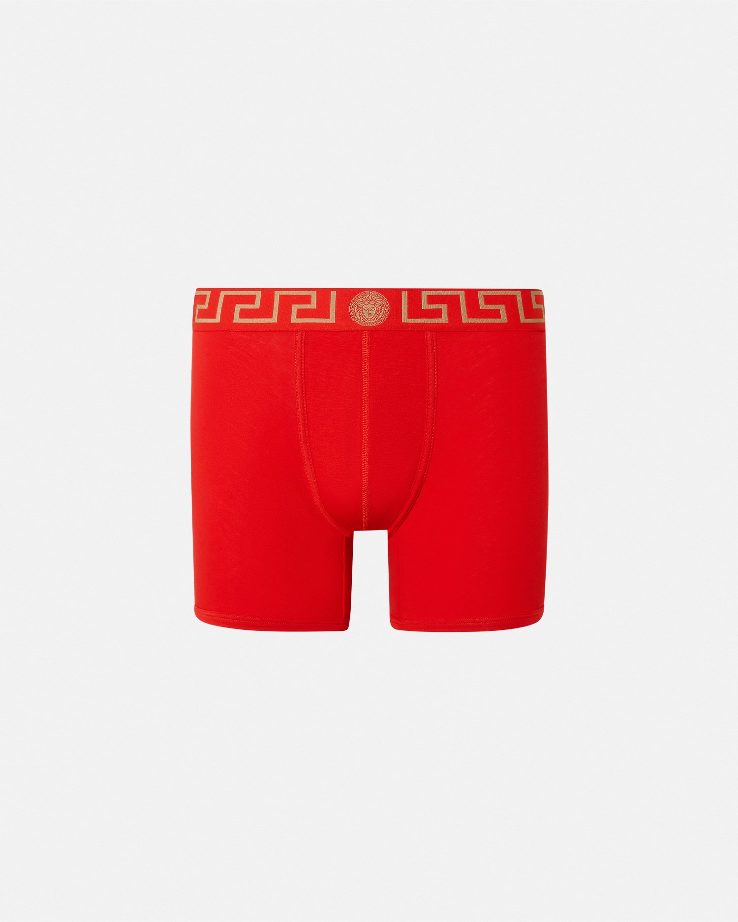 Versace Greca Border Long Trunks In Rouge