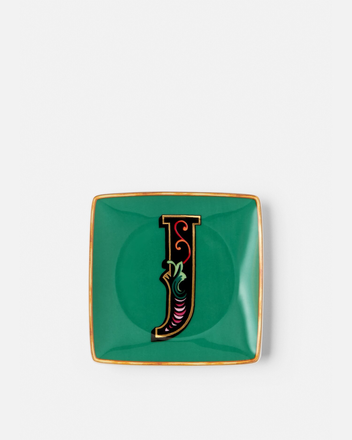 Versace Porcellane E Cristalli Versace Alphabet J Dish 12cm In Green