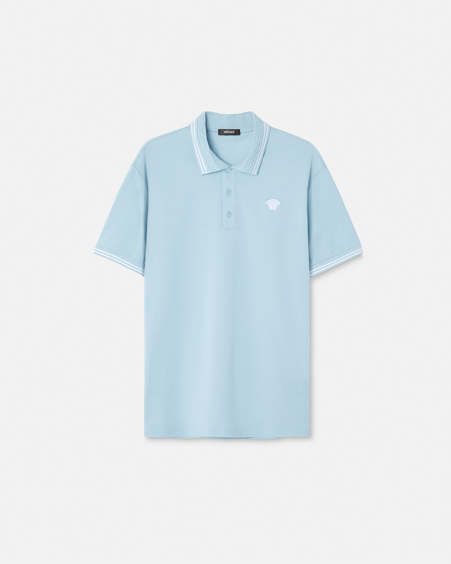 Versace Abbigliamento Medusa Short-sleeved Polo Shirt In Blue