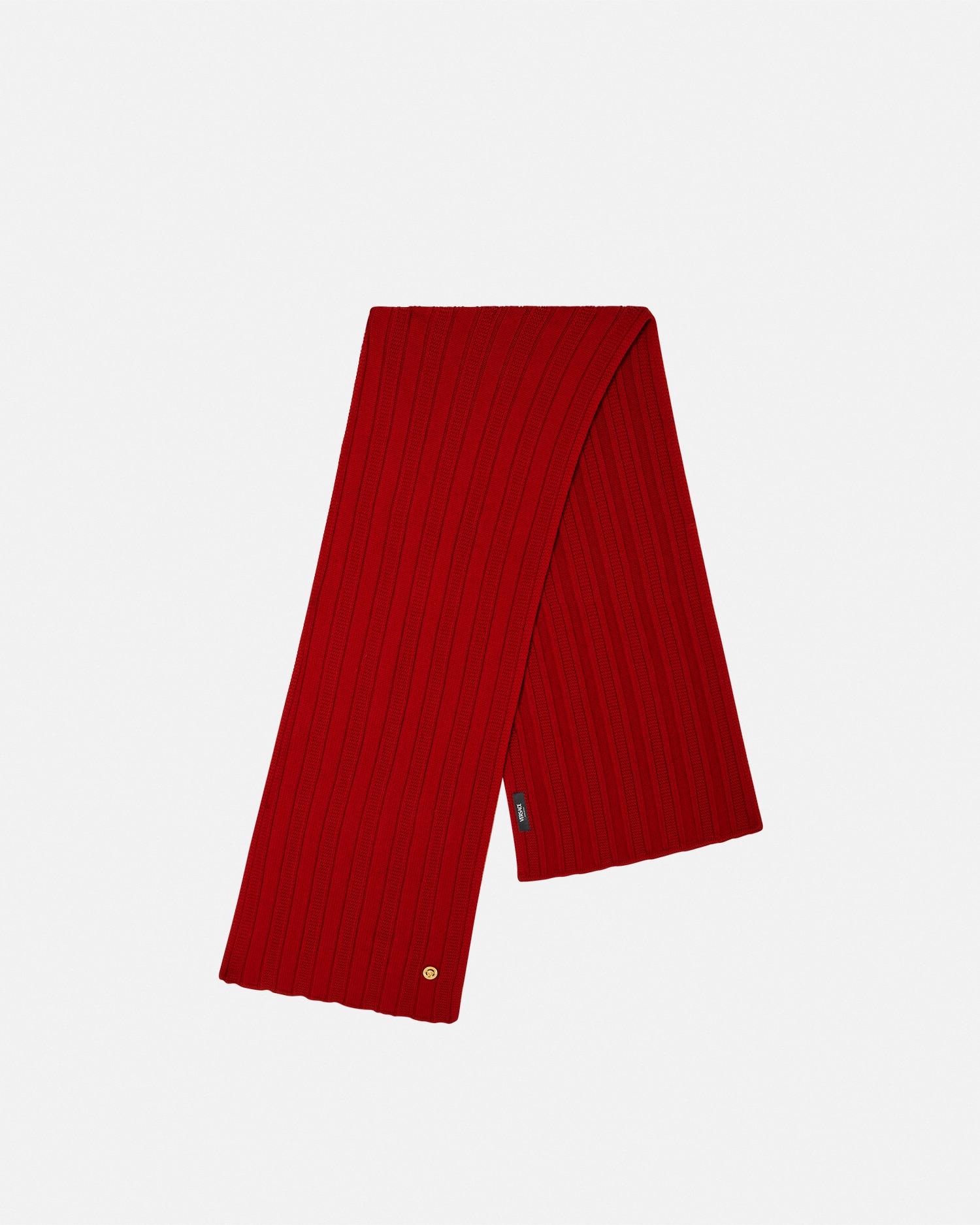 Versace Medusa Ribbed Knit Scarf In Red