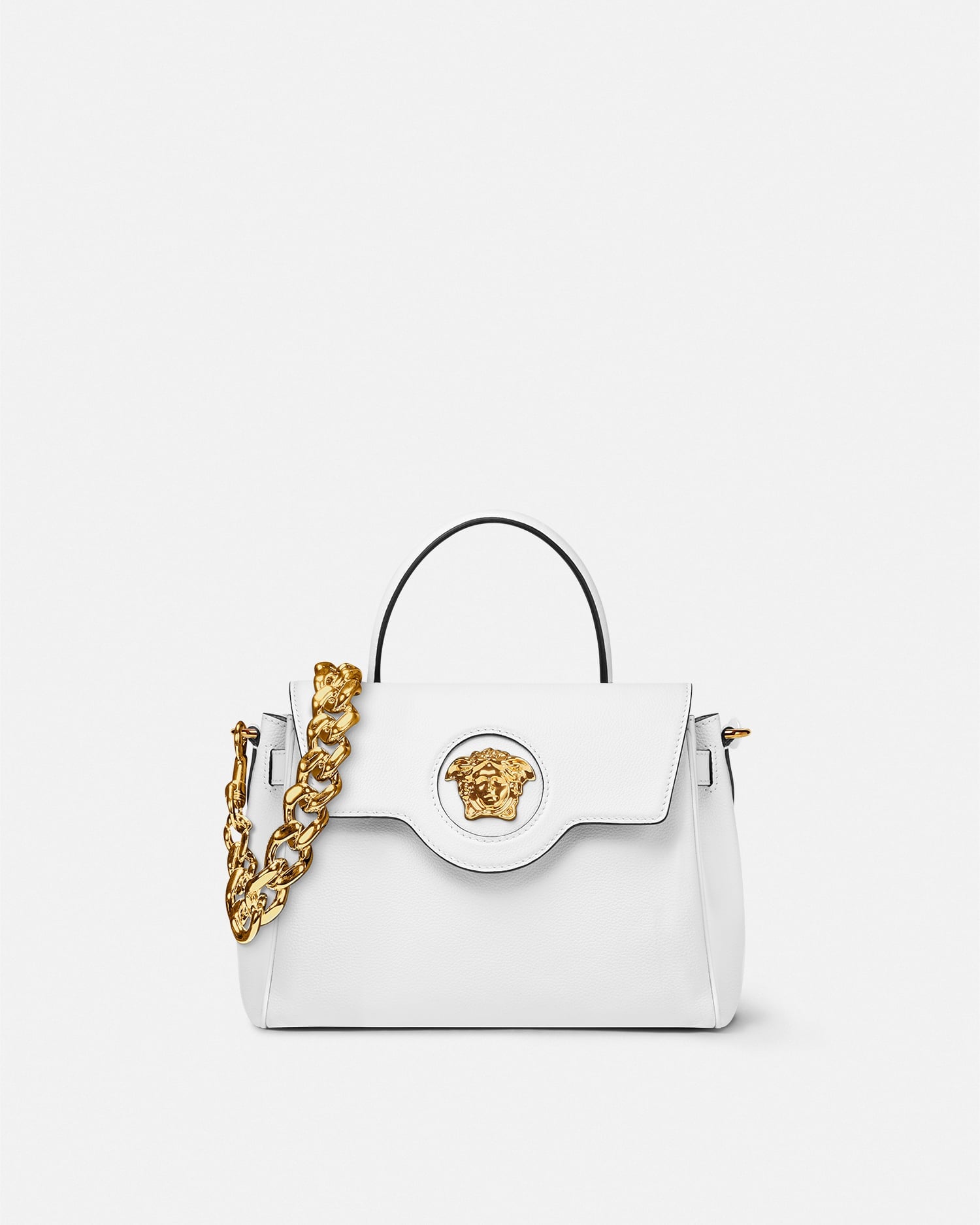 La Medusa Leather Top-Handle White | VERSACE UK