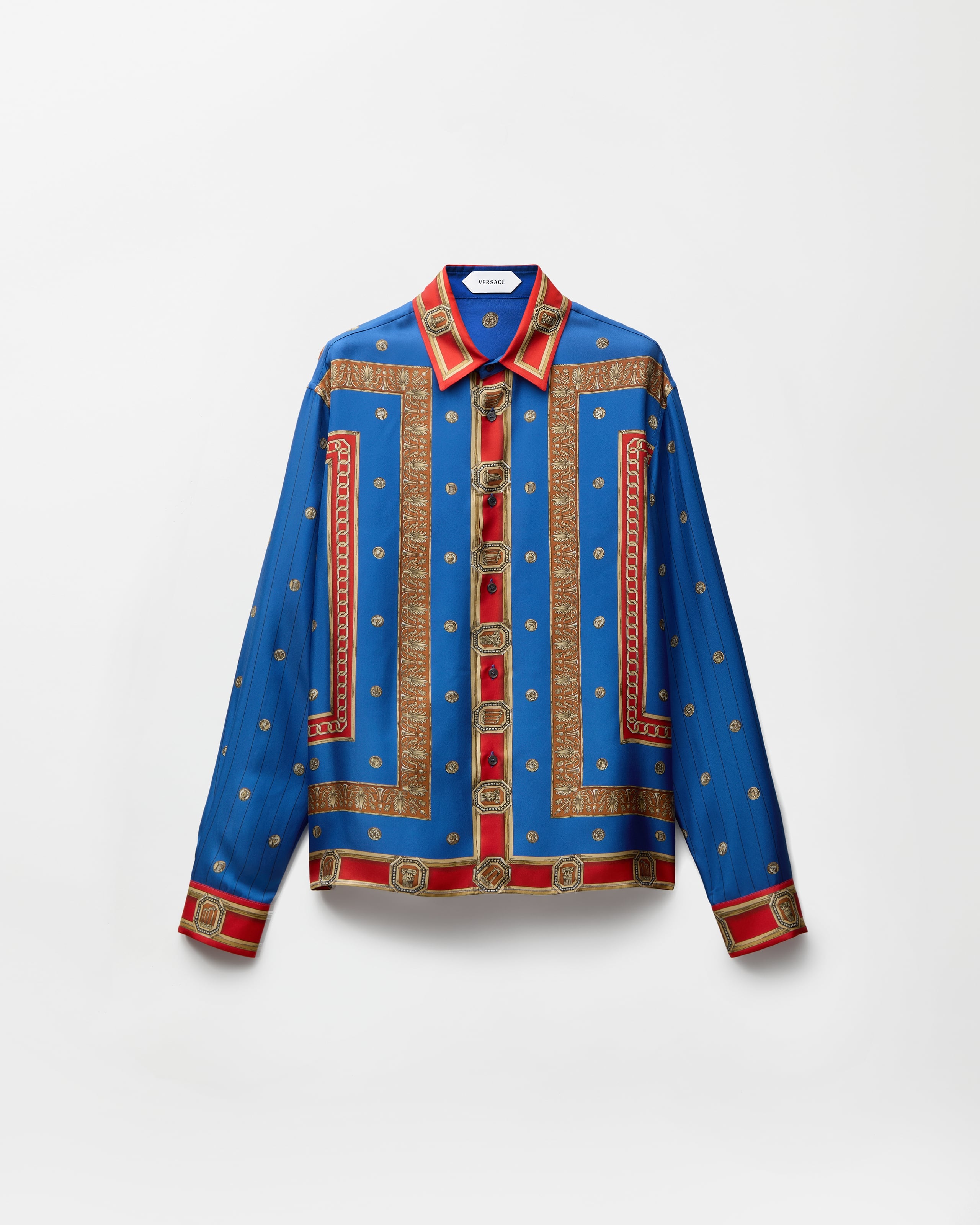 green emerald velvet dress Versace White & Blue Floral Striped Dress Shirt  Morovati Uomo
