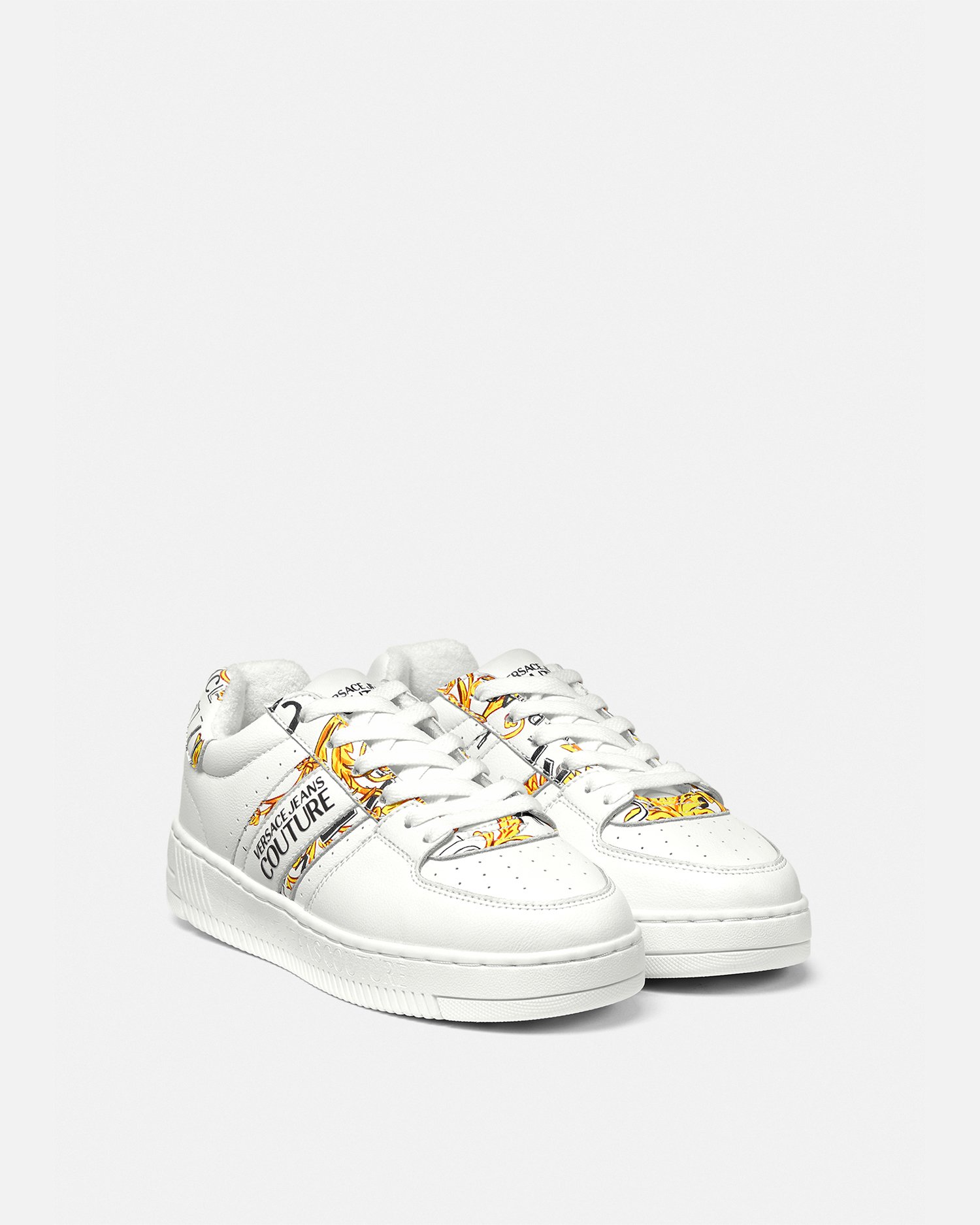 Logo Brush Couture Meyssa Sneakers White,Print | VERSACE US