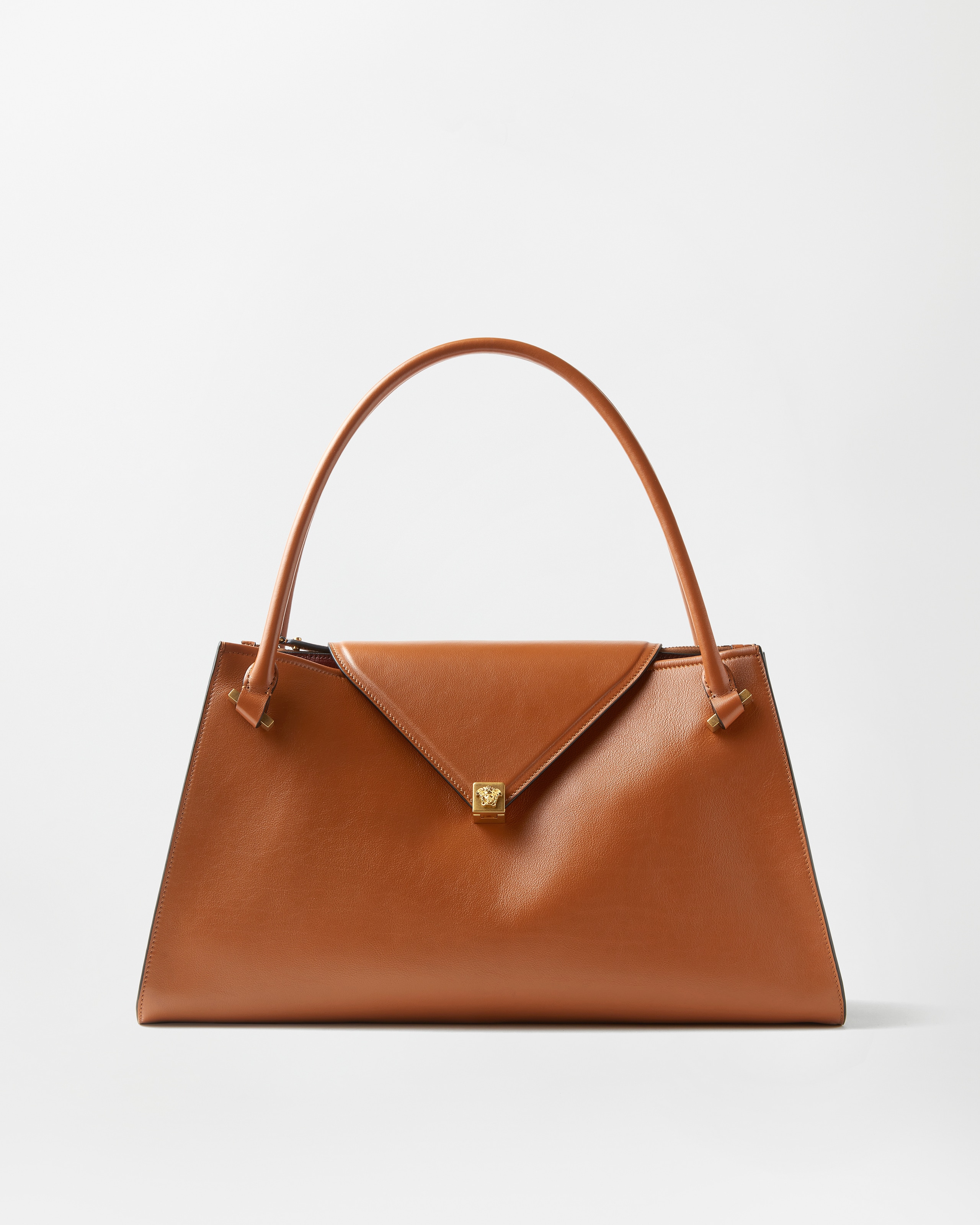 Versace Severine Large Leather Shoulder Bag In Brown
