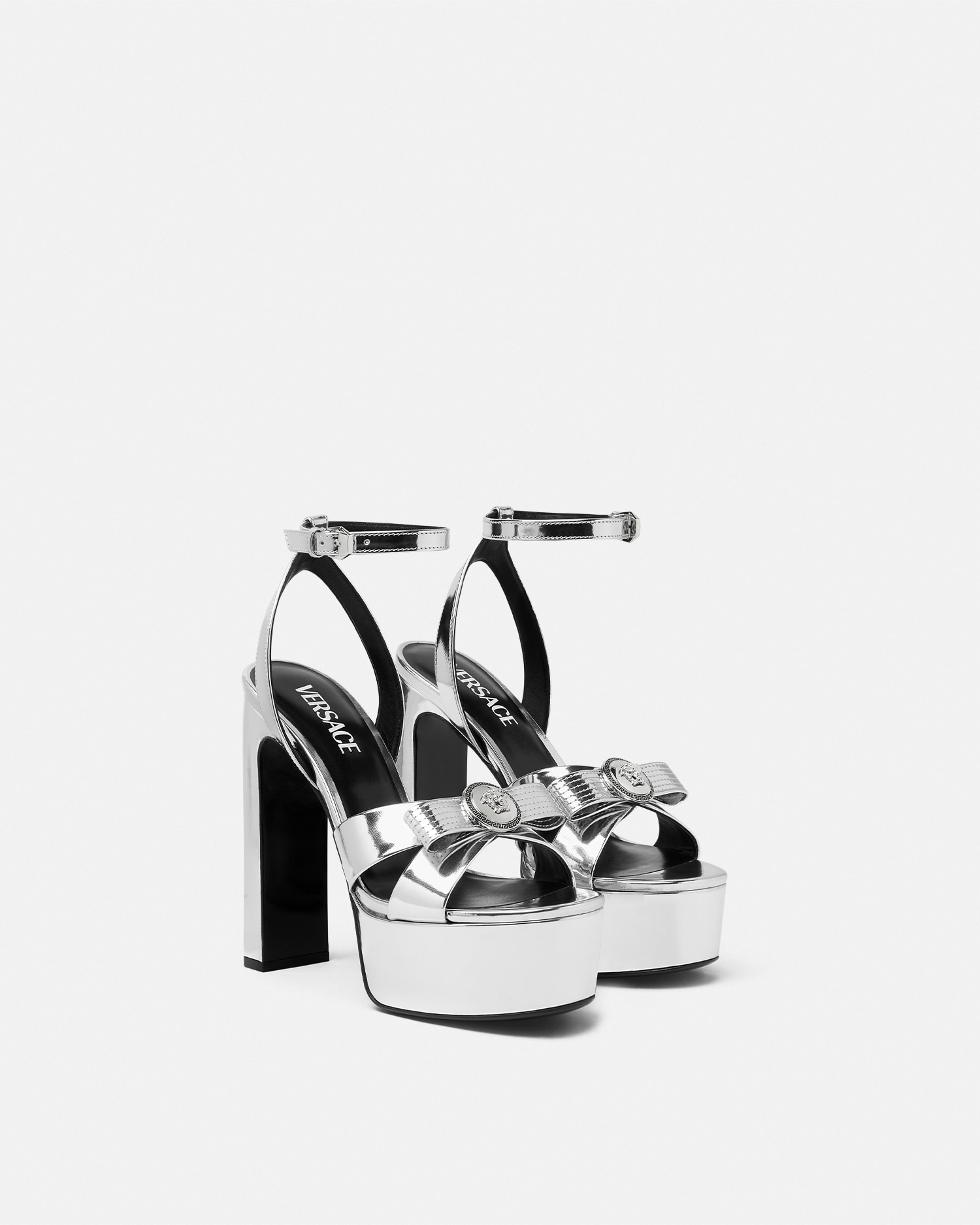 Gianni Ribbon Metallic Sandals 140 mm