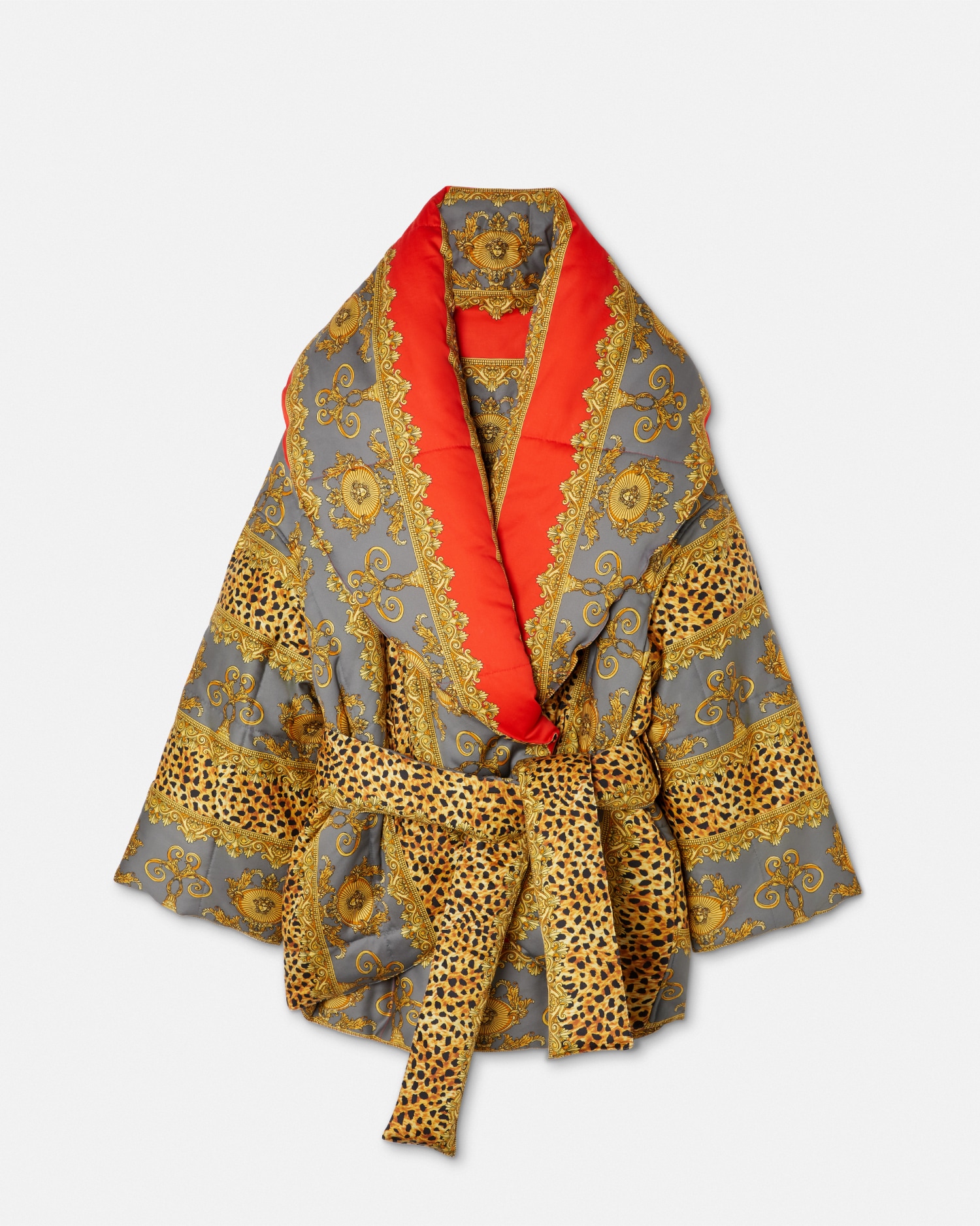 Versace Duvet Stripes Oversized Puffer Jacket In Multi