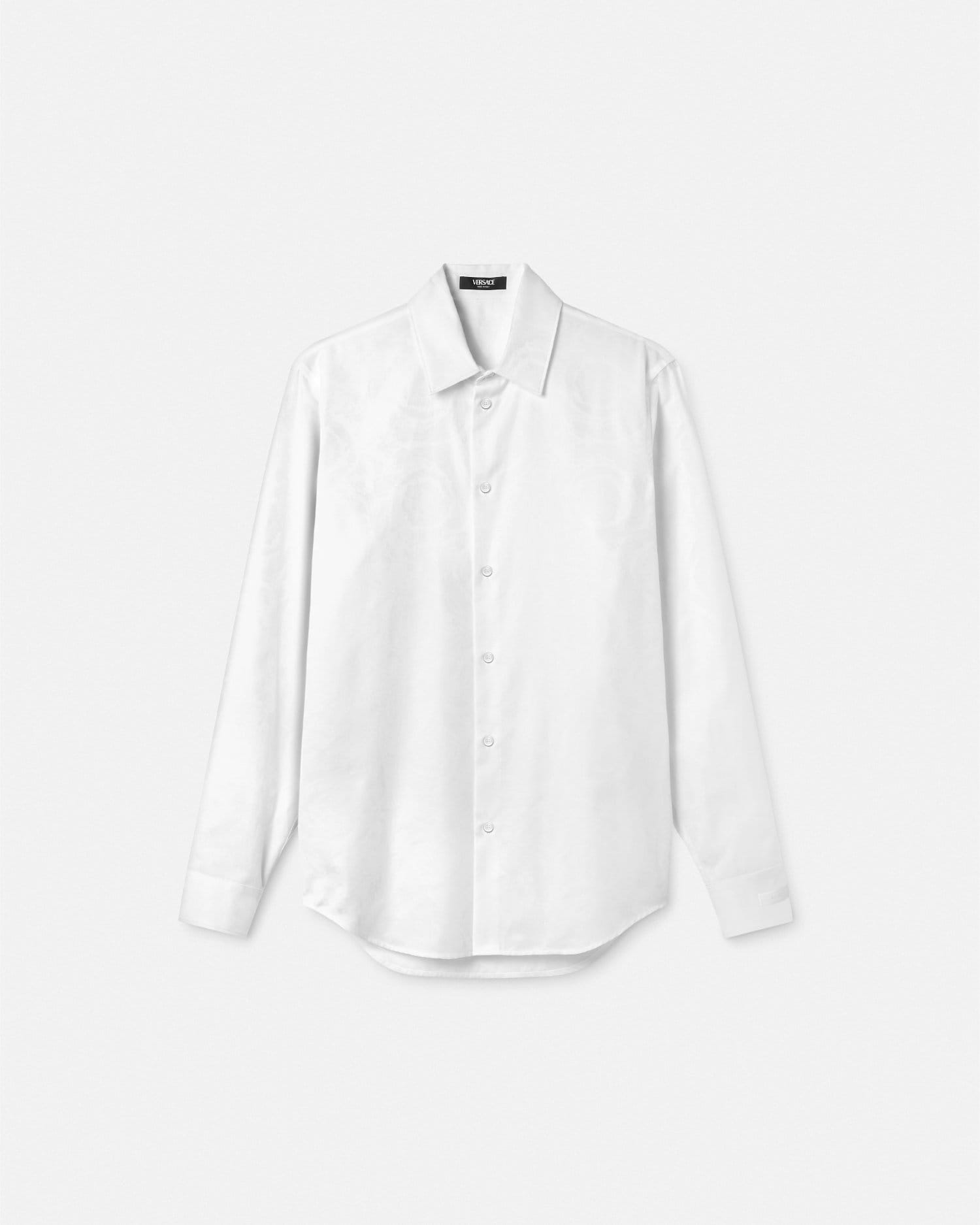 Jacquard Cotton-Poplin Shirt White | VERSACE US