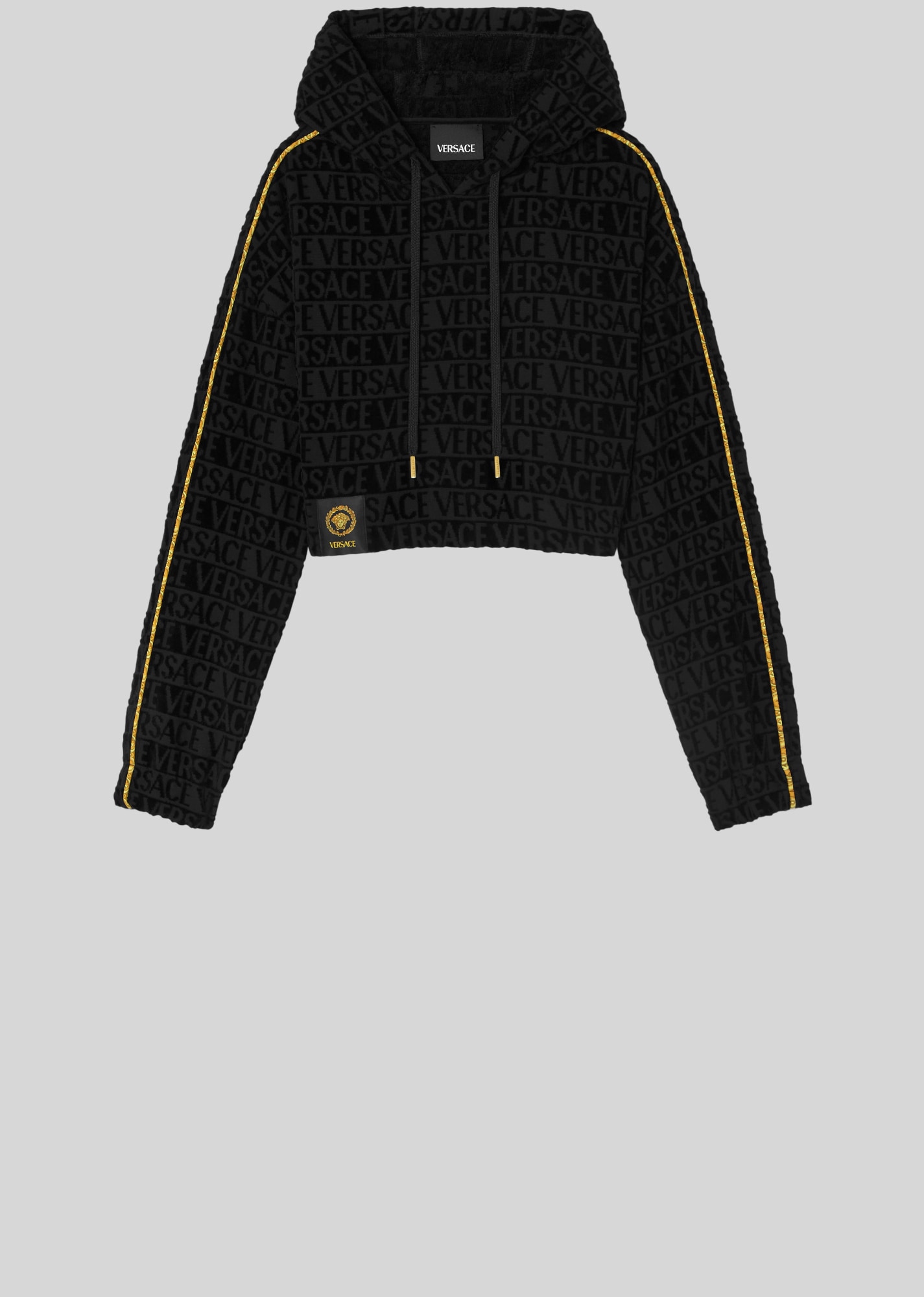 I ♡ Baroque Crop Hoodie Black+Print 1
